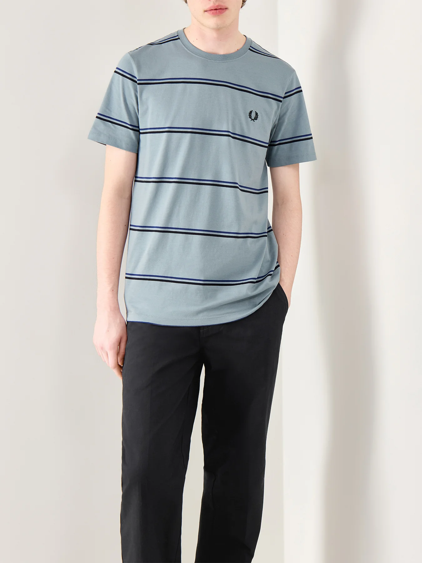 Fine Stripe T-Shirt Blue - Image 4