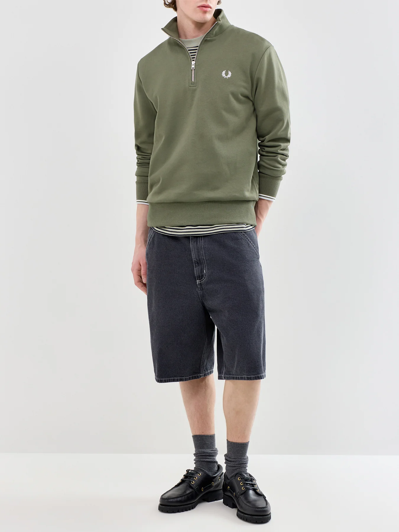 Half Zip Sweatshirt Olive - Image 2
