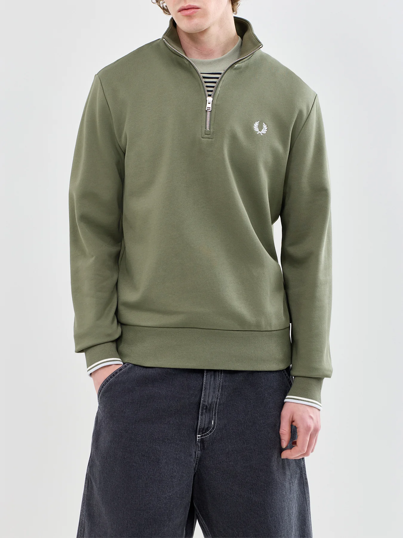 Half Zip Sweatshirt Olive - Image 4