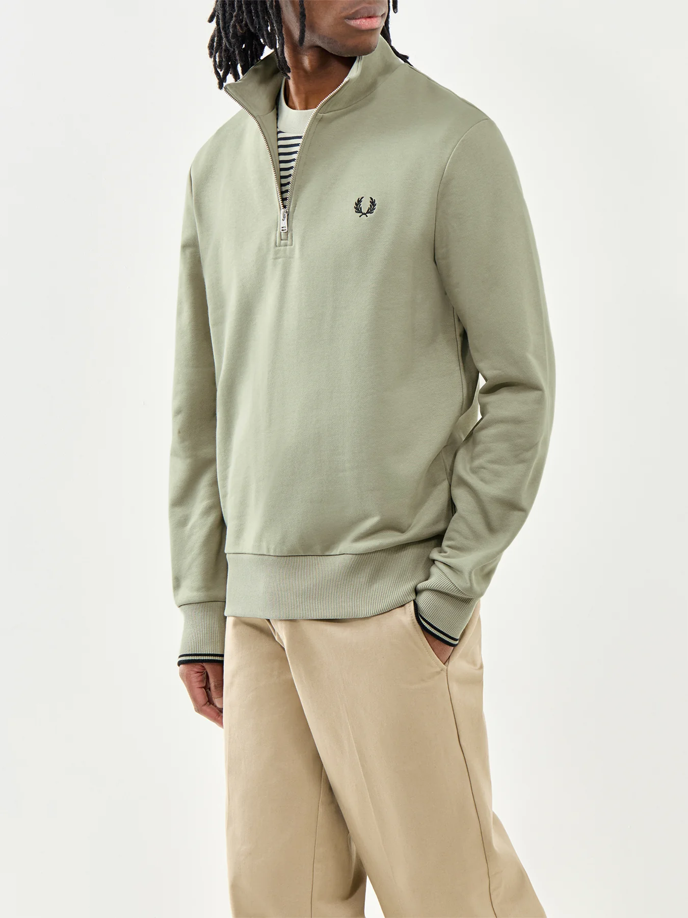 Fred Perry Half Zip Sweatshirt Green - Image 4