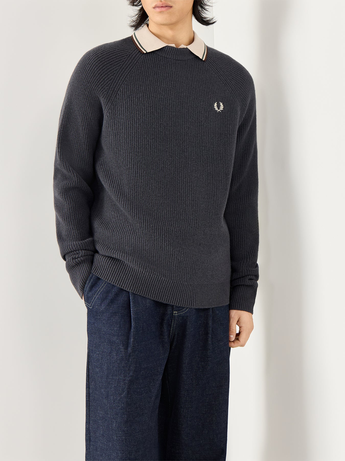 Lambswool Raglan Jumper Grey - Image 4