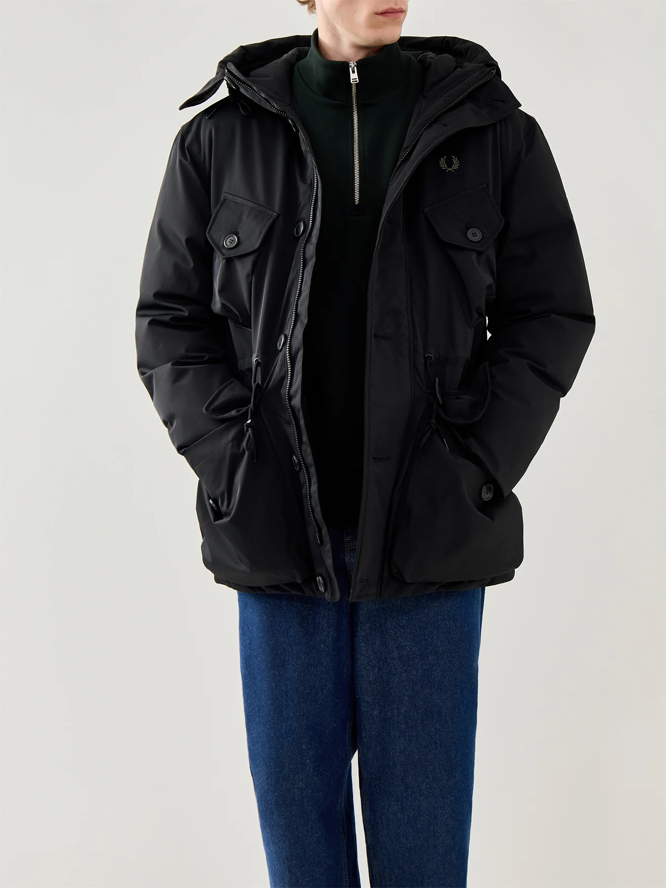 Patch Pocket Puffer Jacket Black - Image 4