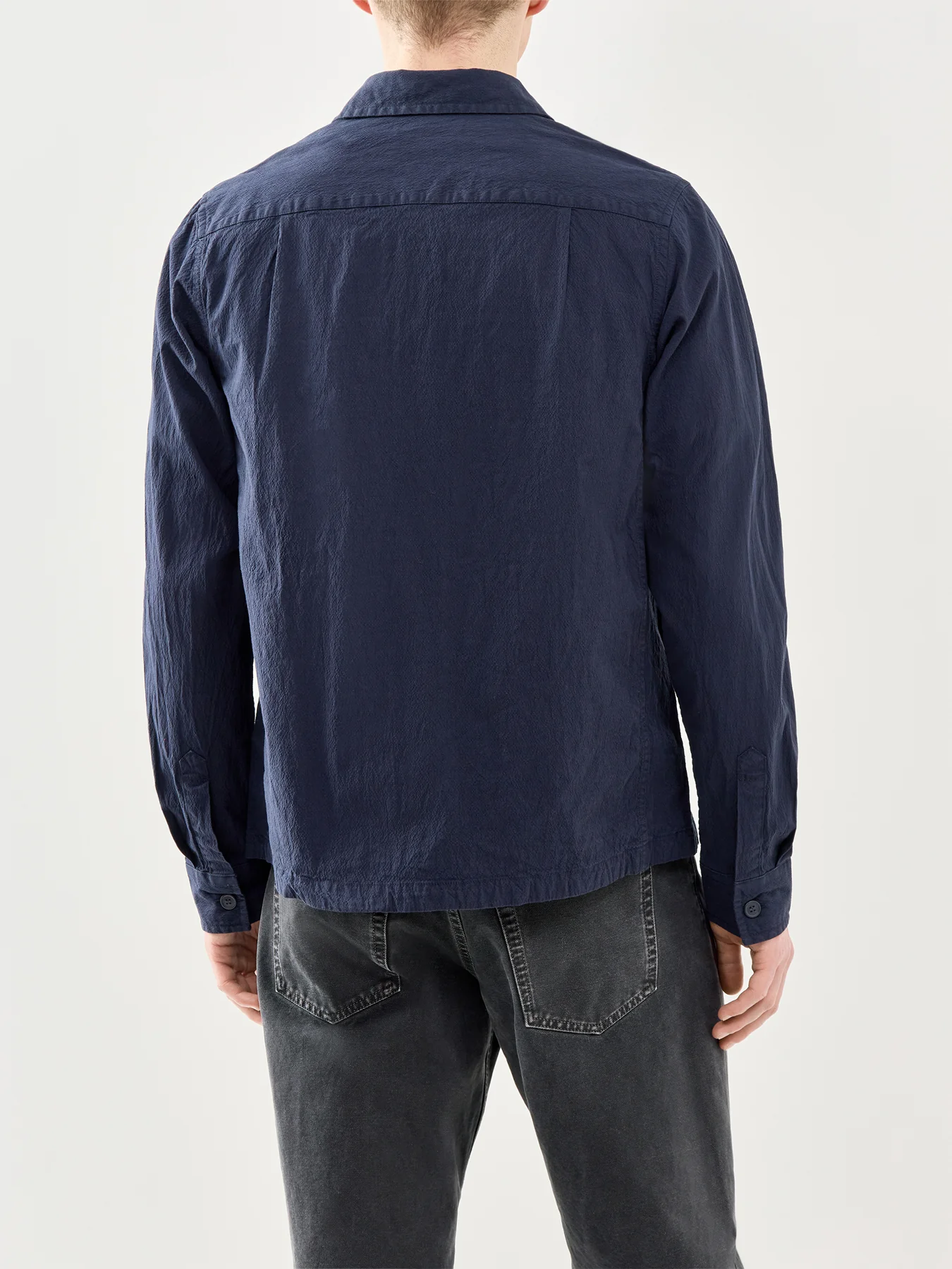 Seersucker Overshirt Navy - Image 5