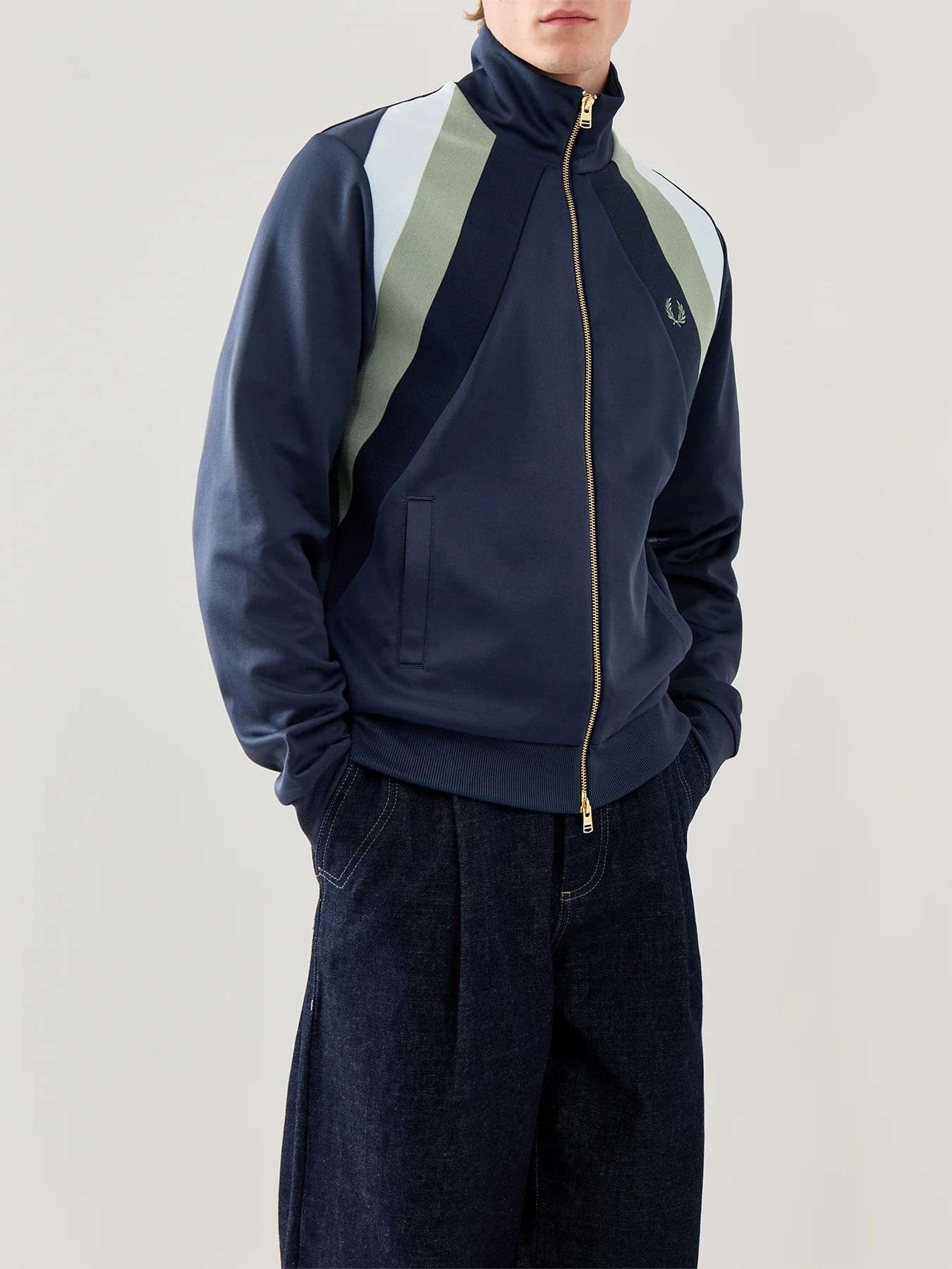 Striped Panel Track Jacket Blue - Image 4