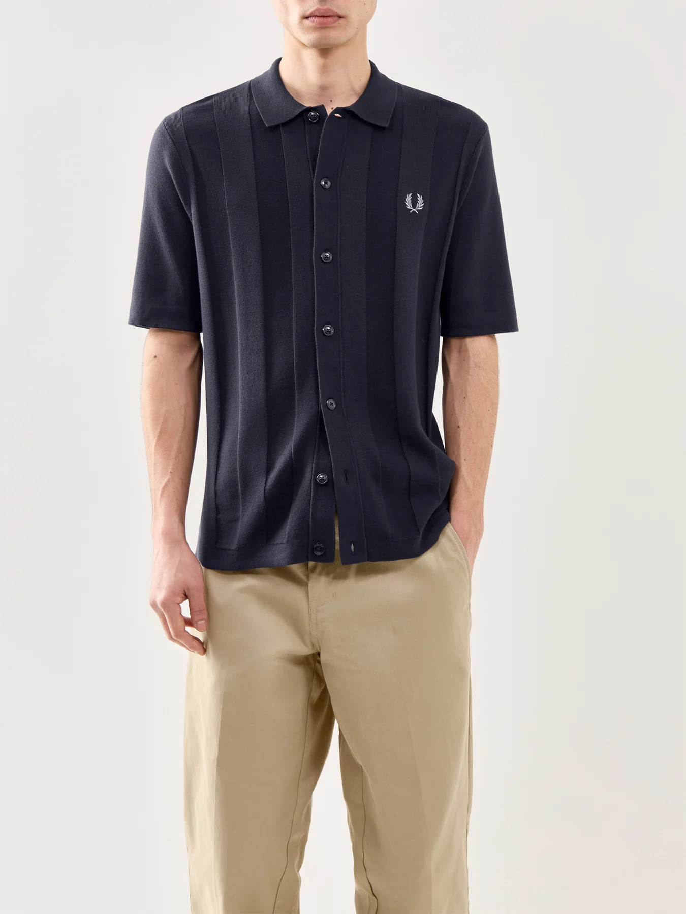 Tonal Vertical Stripe Shirt Navy - Image 4