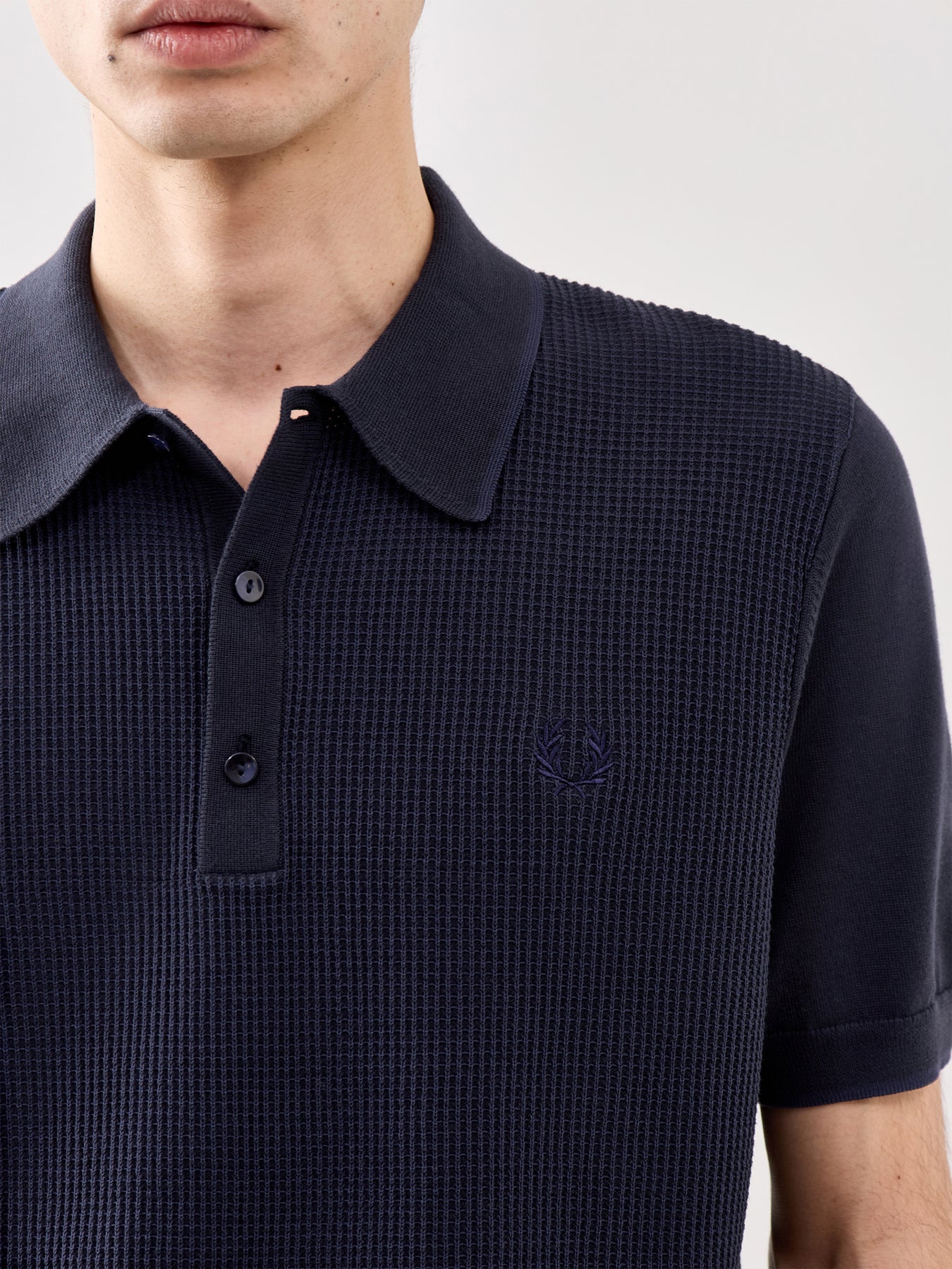 Tonic Waffle Knitted Polo Navy - Image 3
