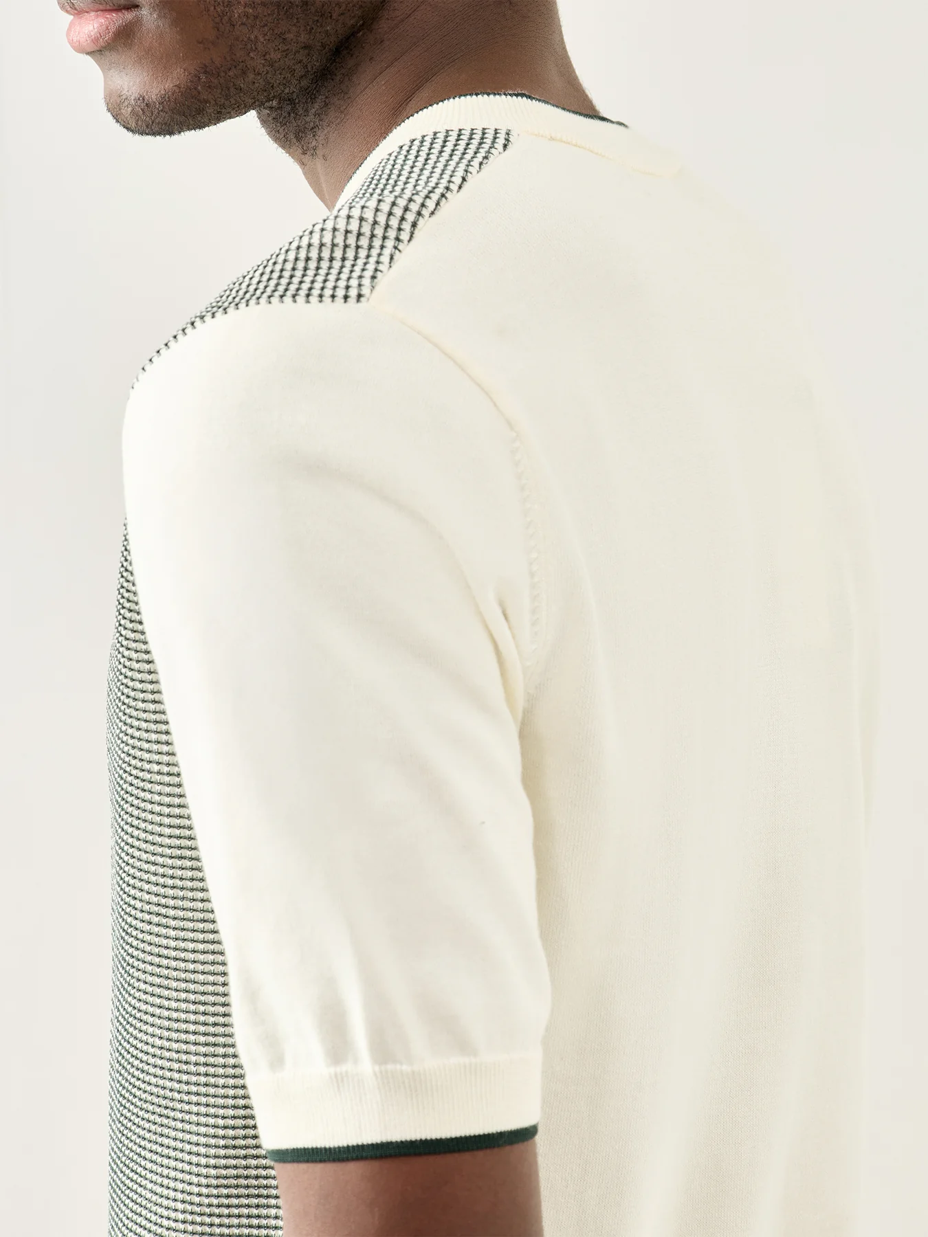 Waffle Knit T-Shirt Cream - Image 3