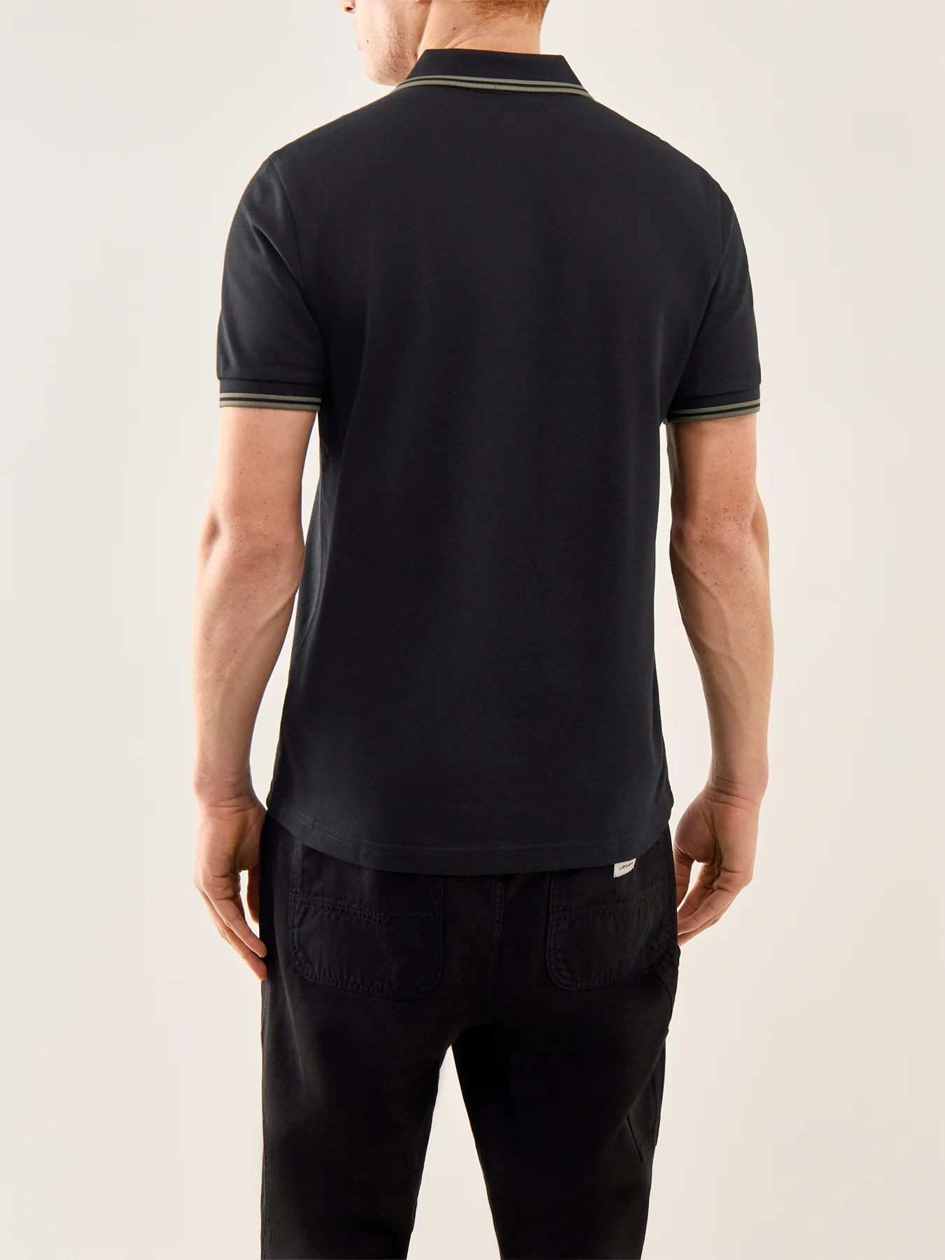 Twin Tipped Polo Shirt Black - Image 5