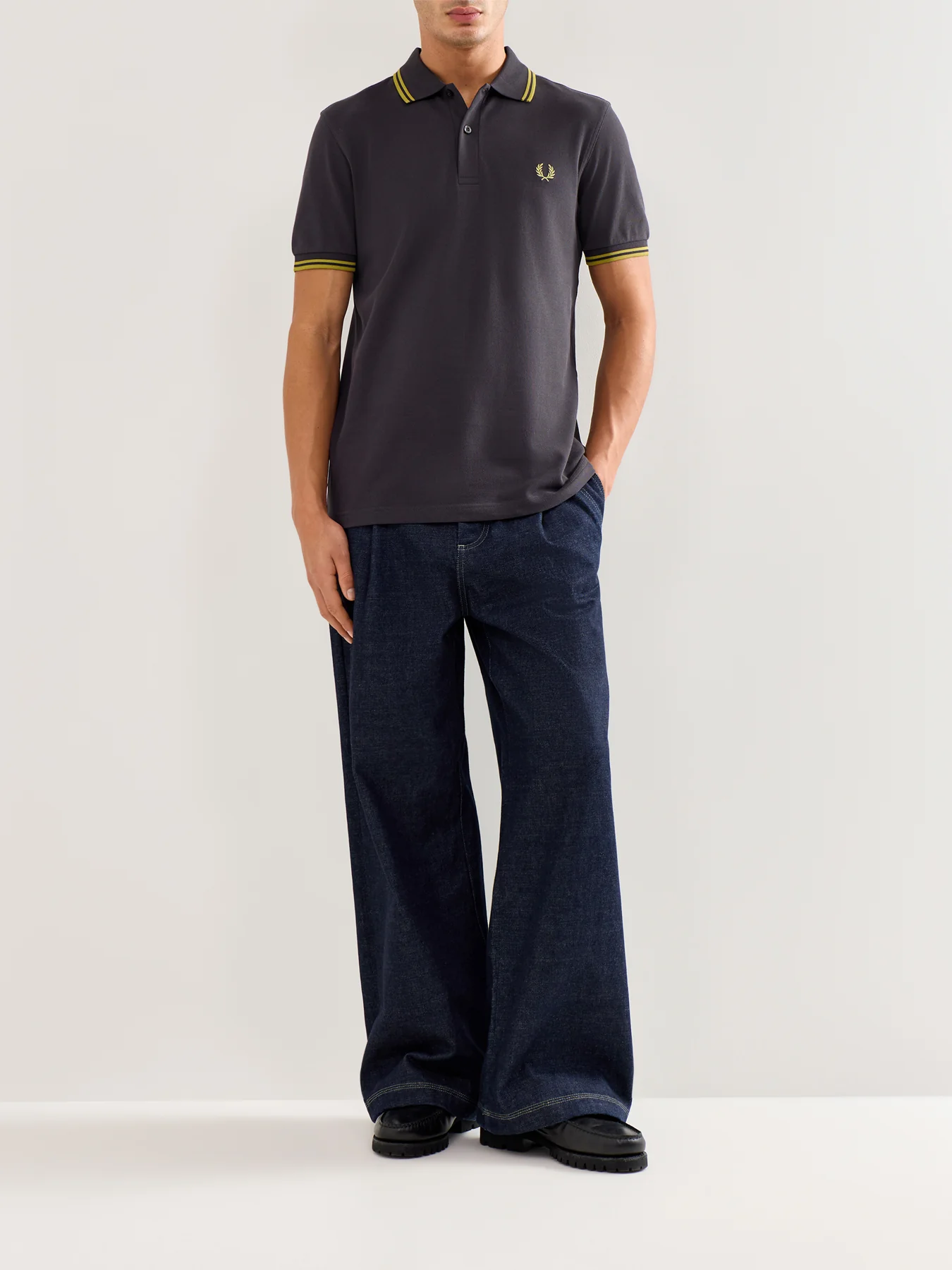 Twin Tipped Polo Shirt Black/Yellow - Image 2