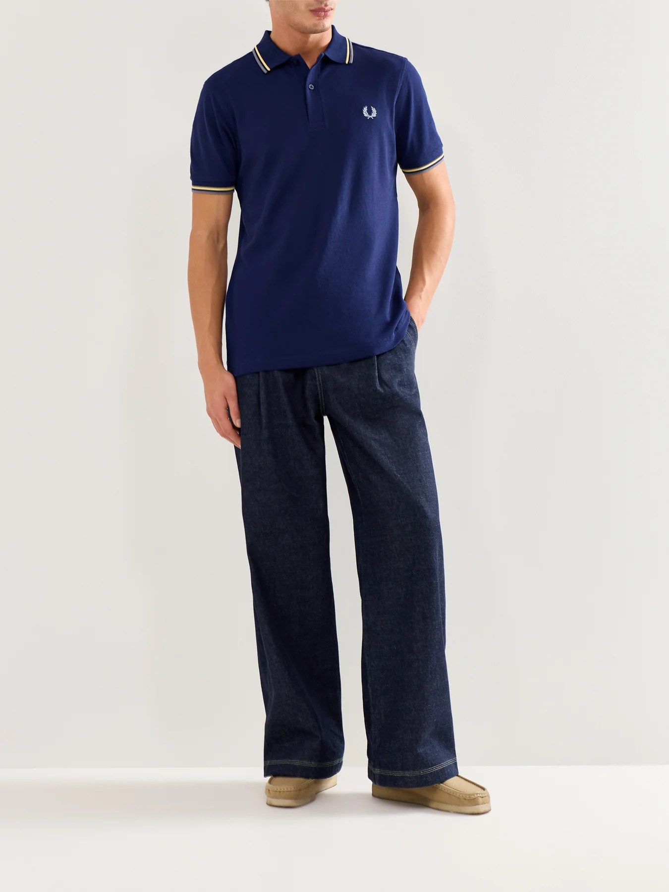 Twin Tipped Polo Shirt White/Navy - Image 2