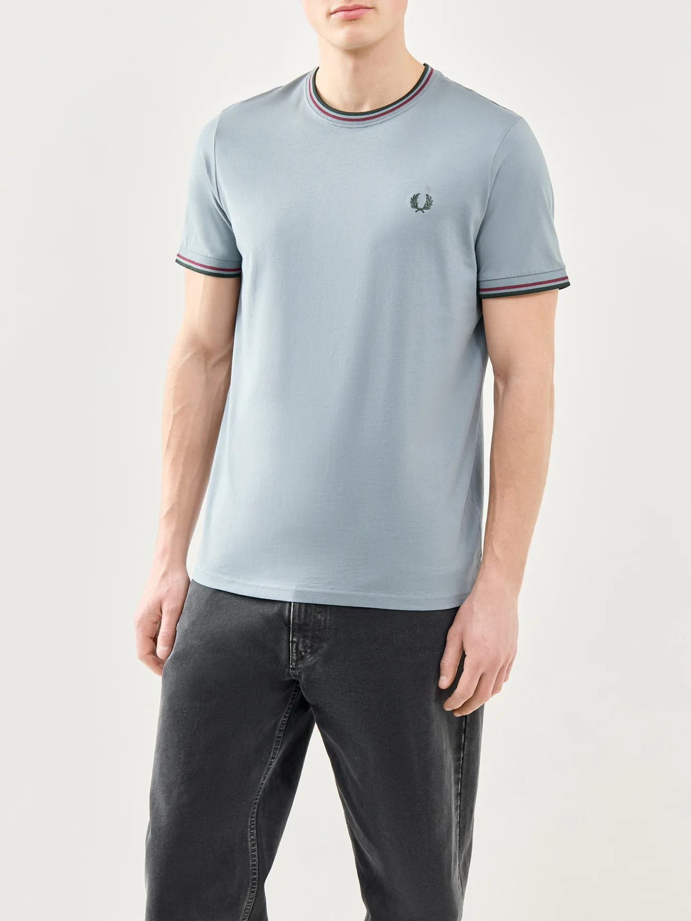 Fred Perry Twin Tipped Cotton T-Shirt Blue - Image 4