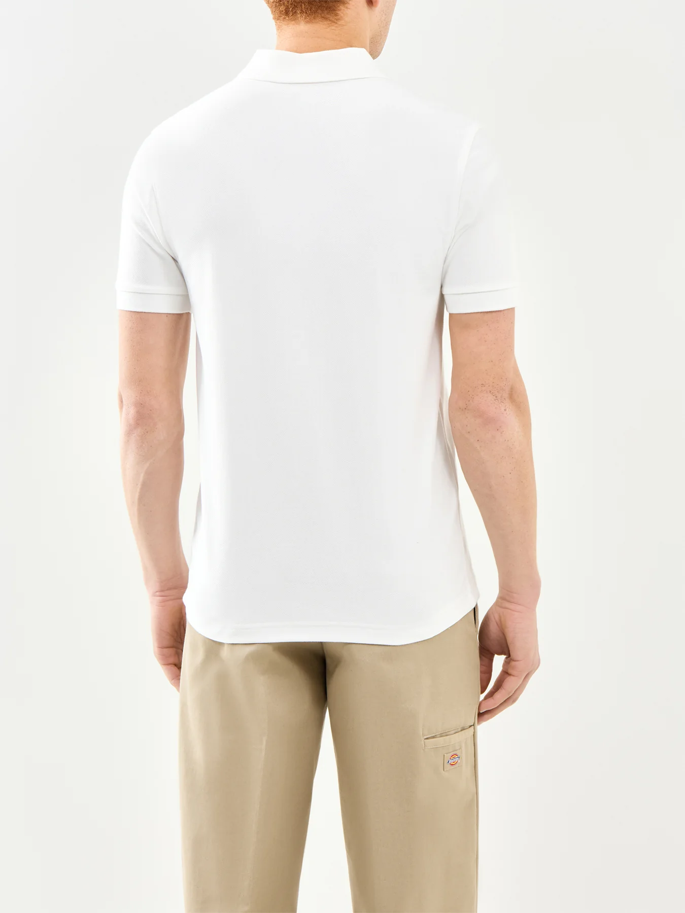 Vertical Stripe Zip Polo Shirt White - Image 5