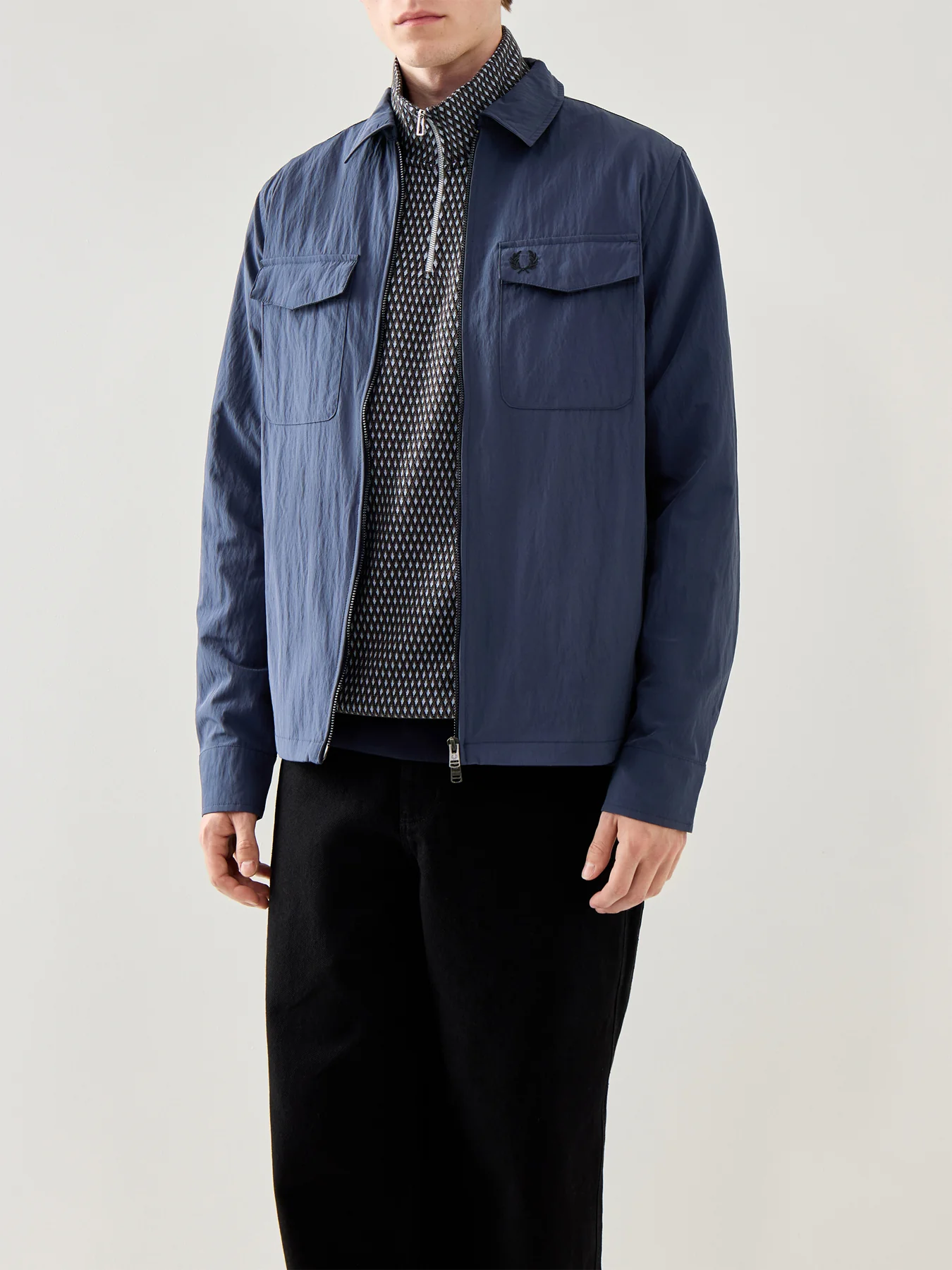 Zip Through Long Sleeves Overshirt Black - Image 4