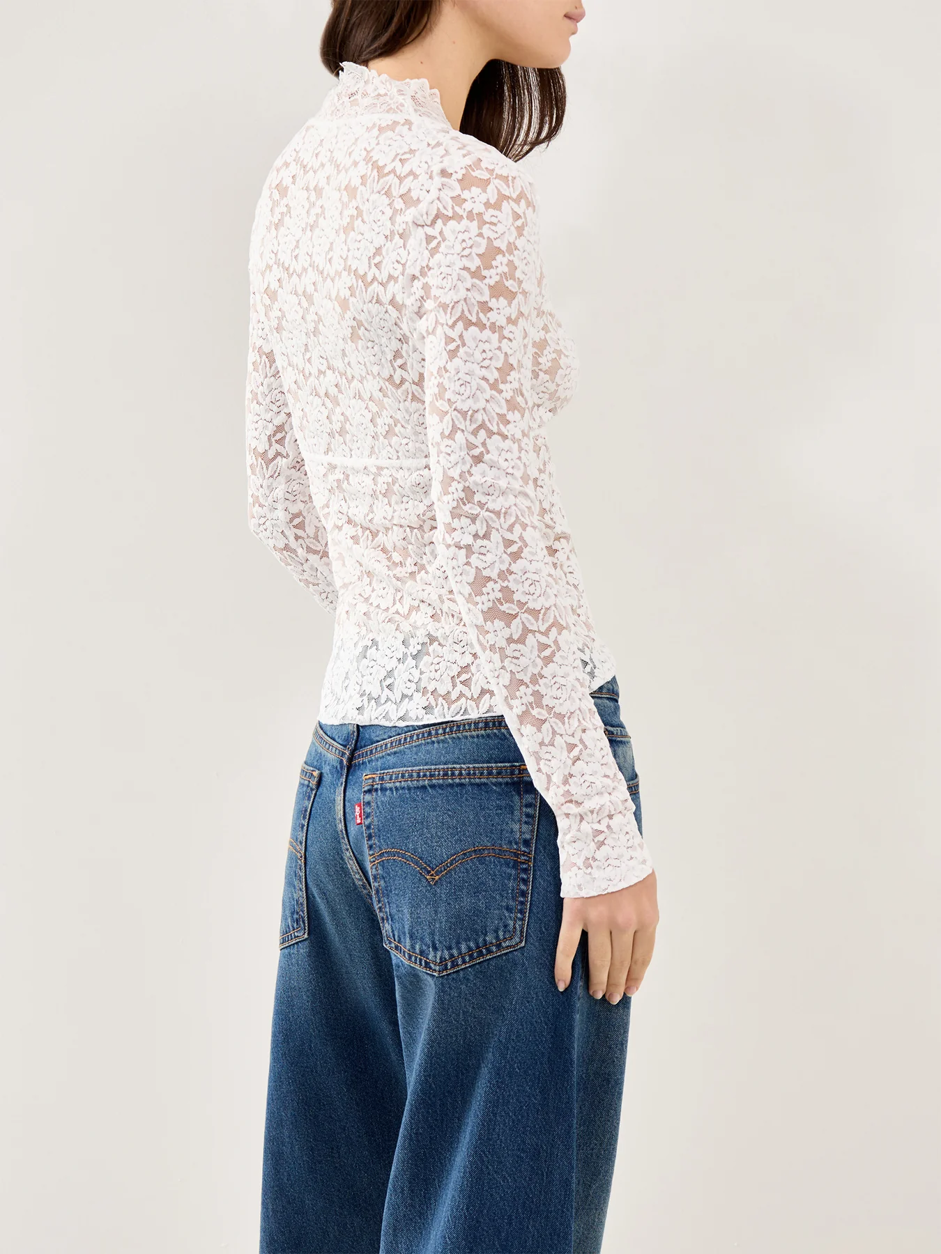 All Day Lace Long Sleeve Top Ivory - Image 5