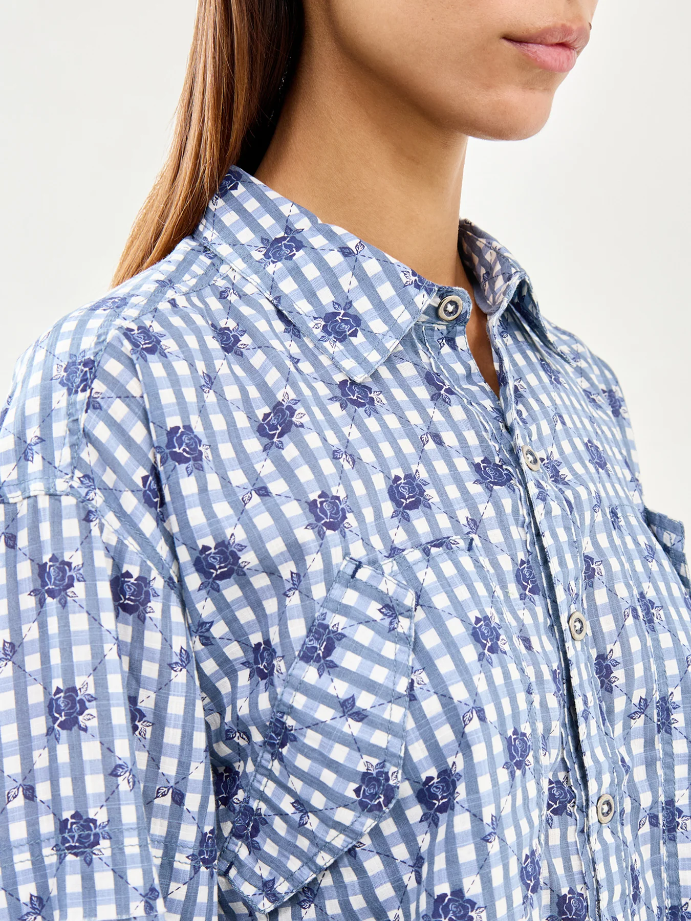Hidden Flower Camo Shirt Blue - Image 3