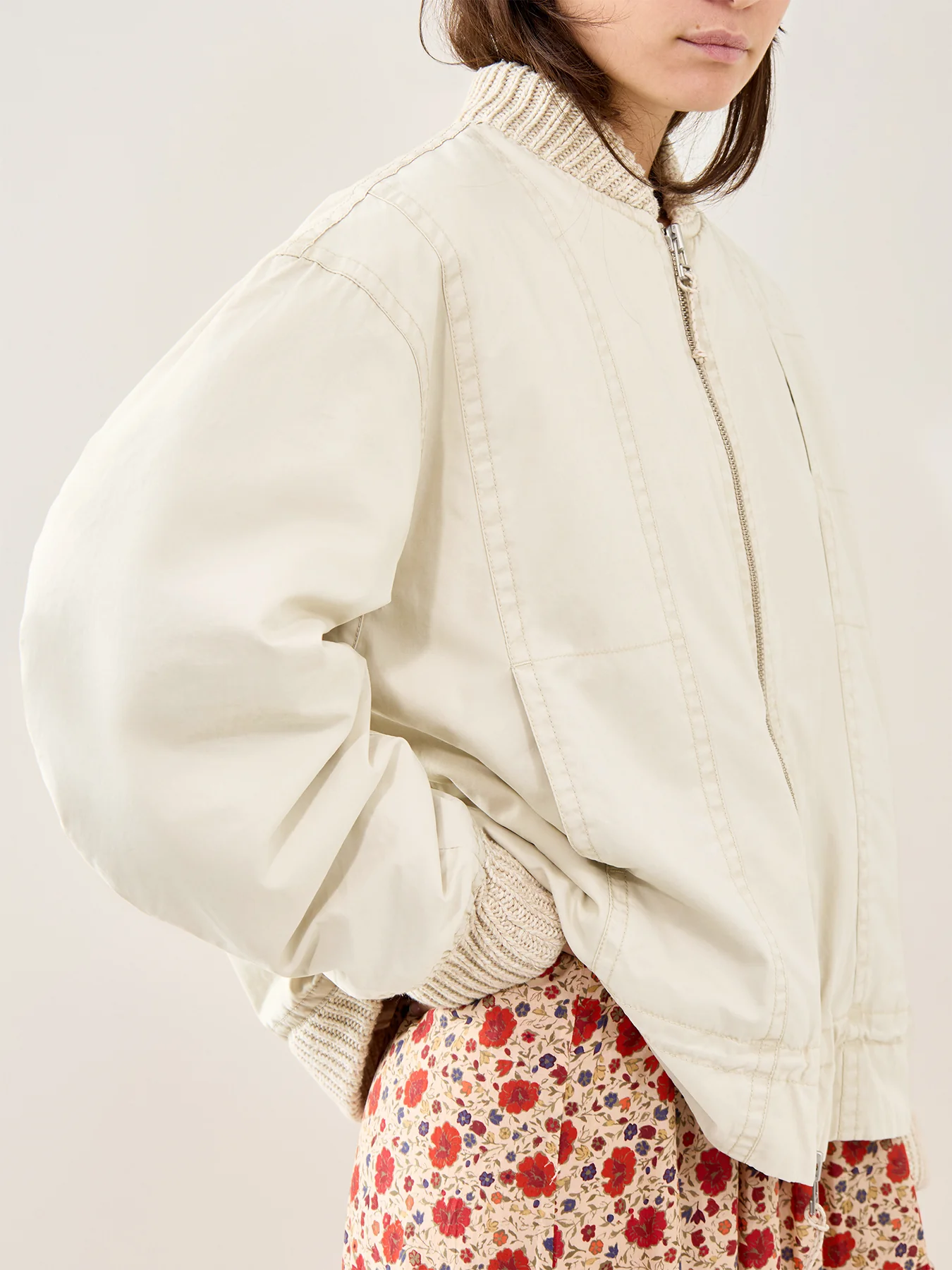 Jax Washed Bomber Jacket Almond - Image 3
