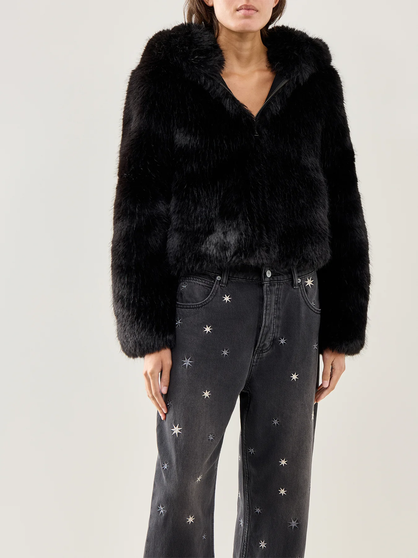 Louder Please Faux-Fur Jacket Black - Image 4