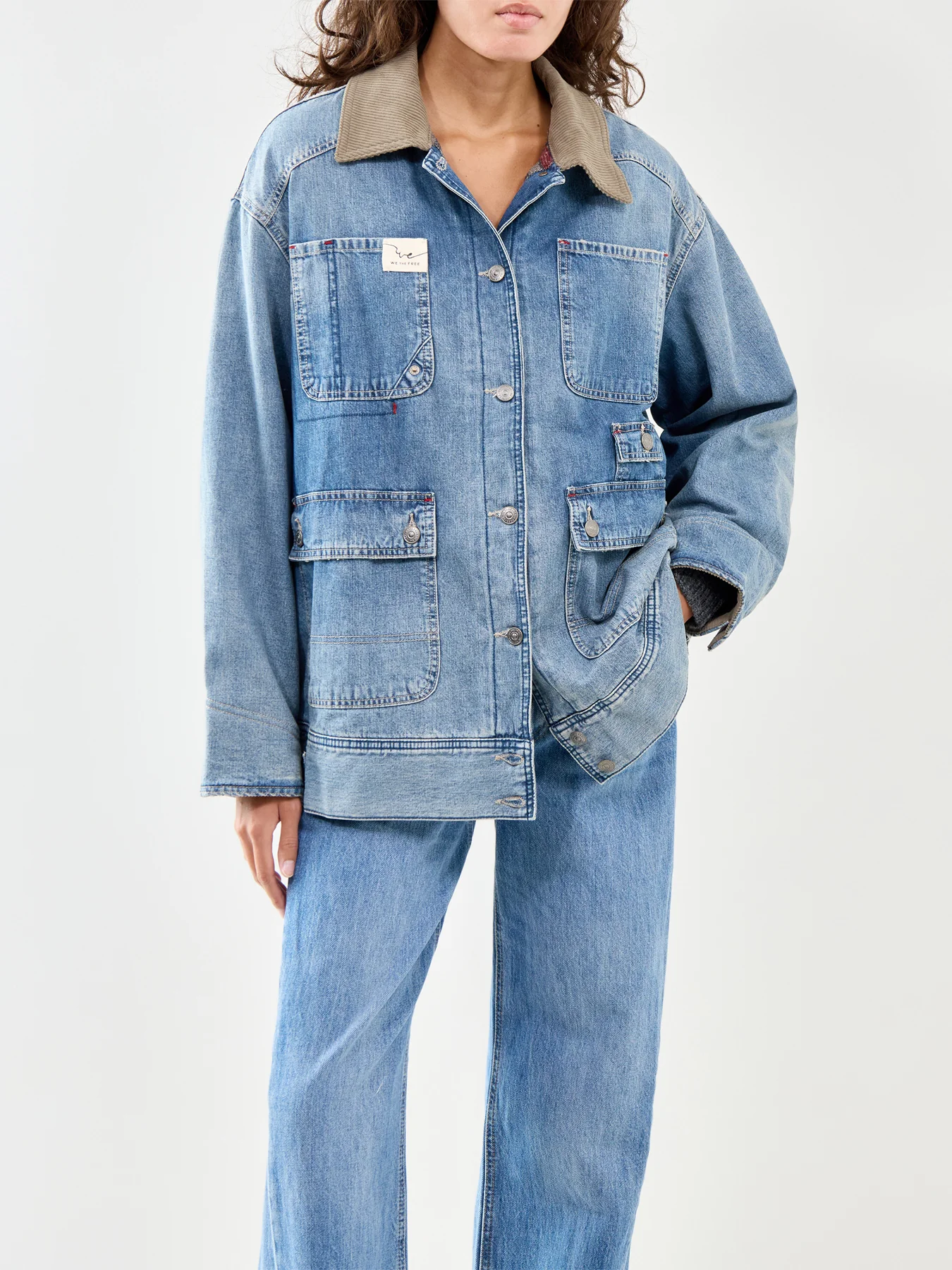 Sweet Talk Denim Barn Coat Blue - Image 4