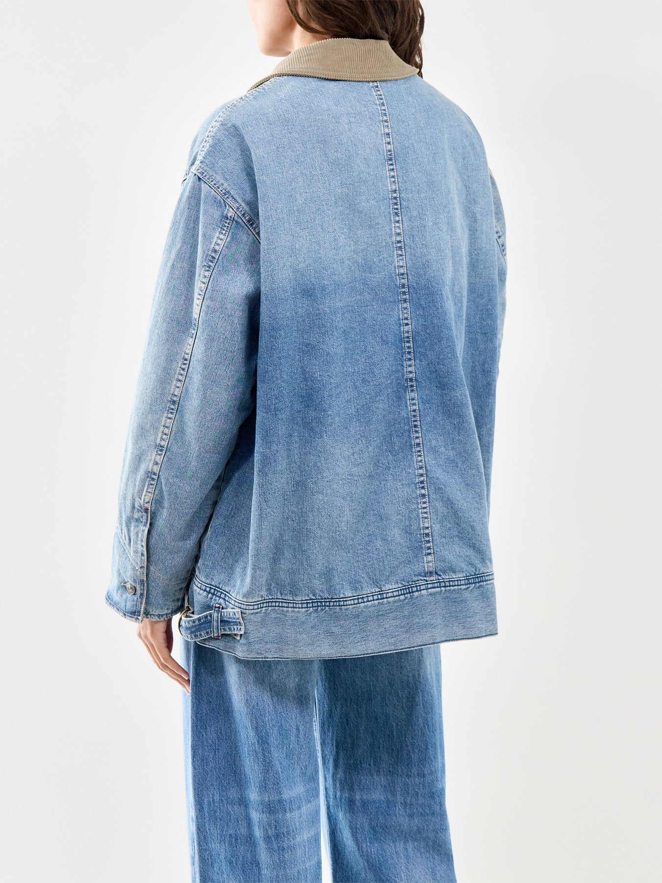 Sweet Talk Denim Barn Coat Blue - Image 5