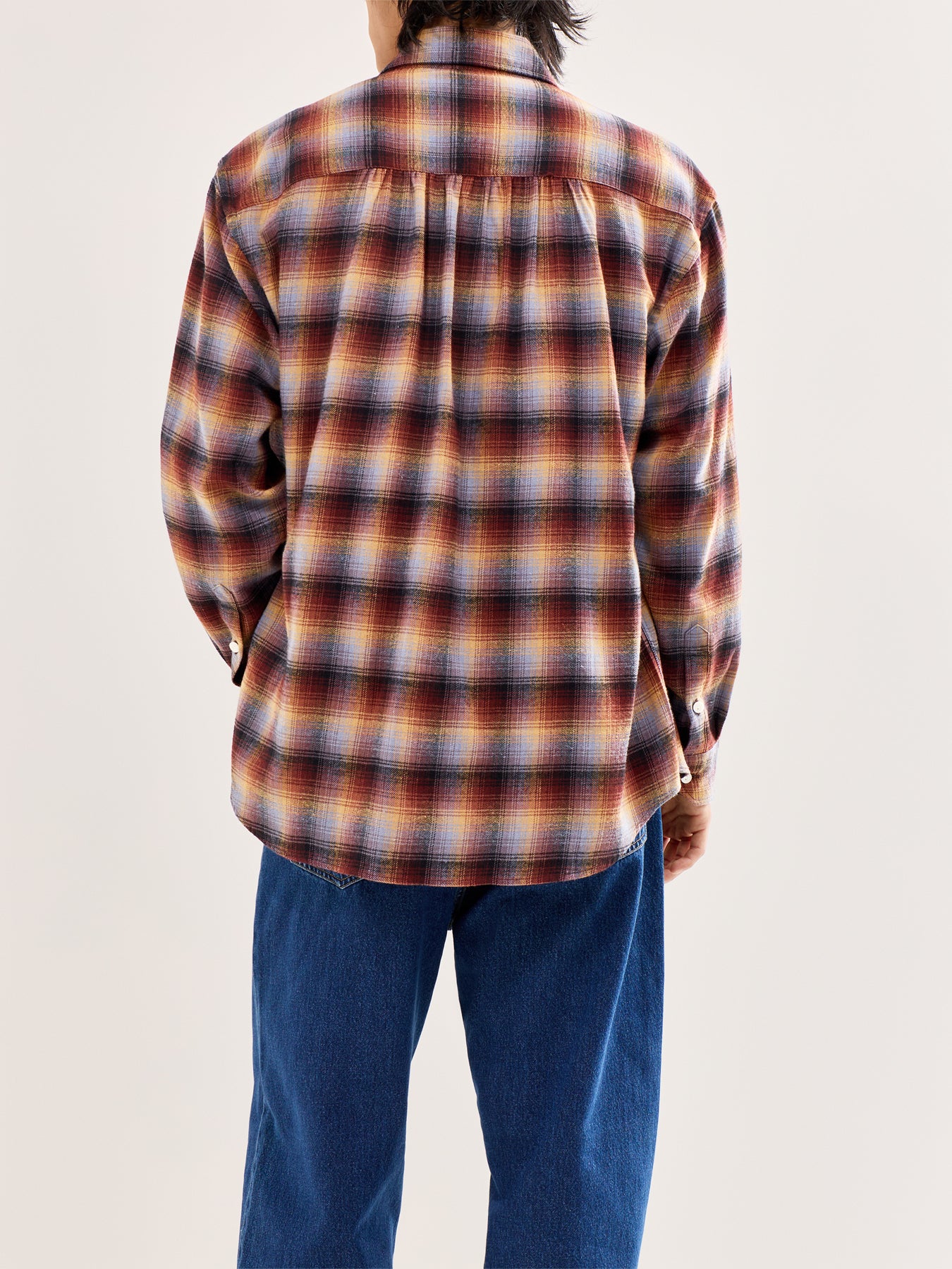 Flannel Check Work Shirt Brown - Image 5