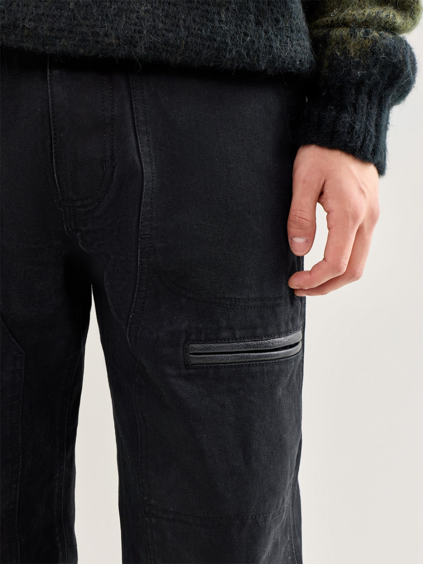 Heavy Canvas Destroyed Double Knee Pants Black - Image 3