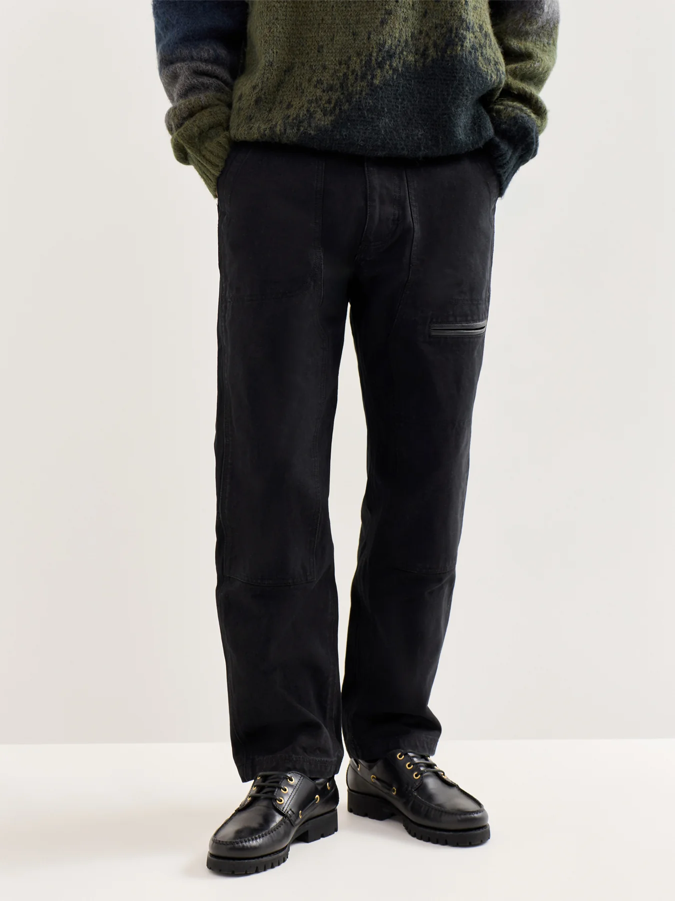 Heavy Canvas Destroyed Double Knee Pants Black - Image 4