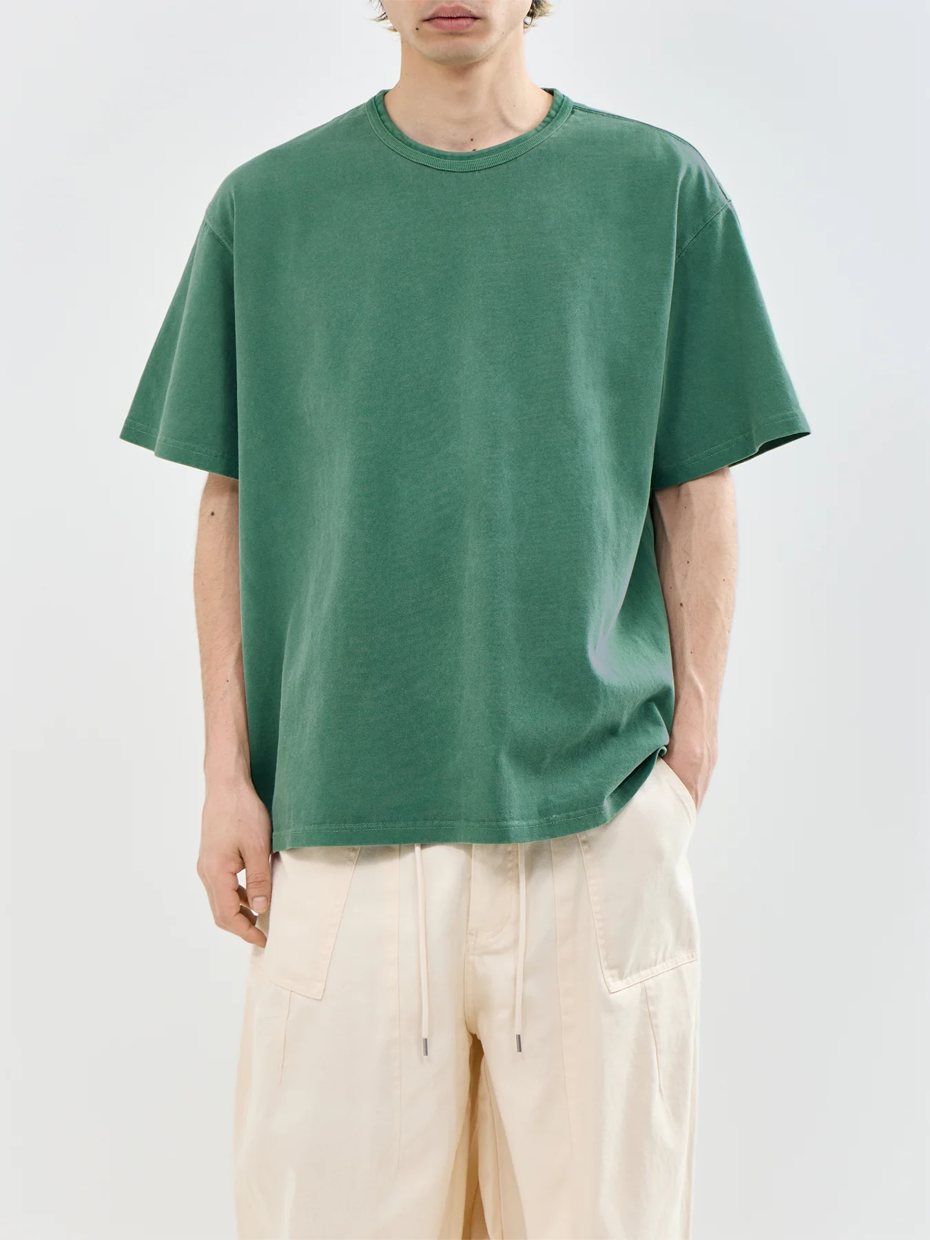 Pigment Dyeing T-Shirt Green - Image 4