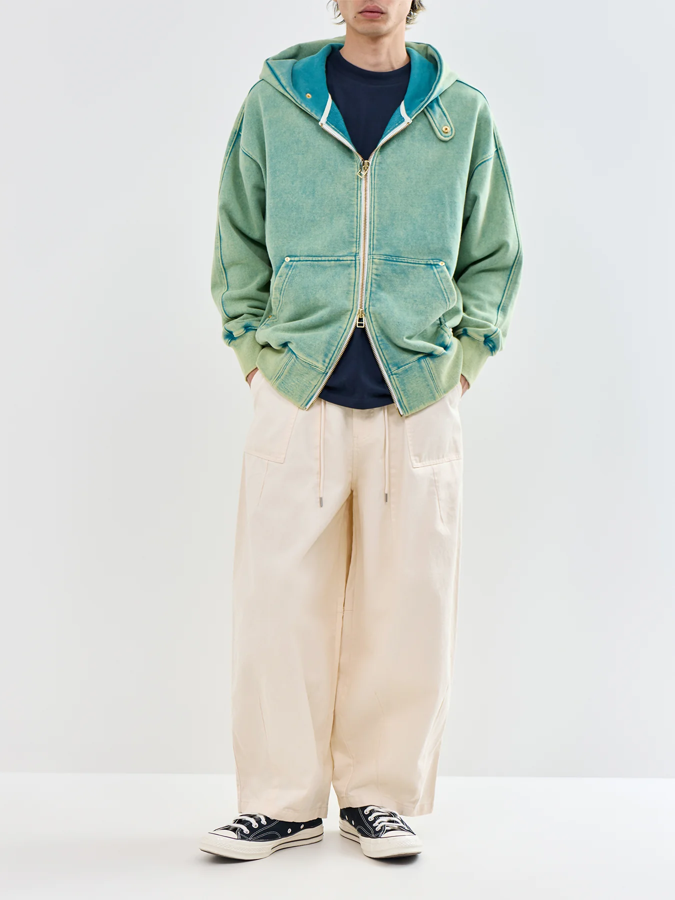 Twill Balloon Trousers Cream - Image 2