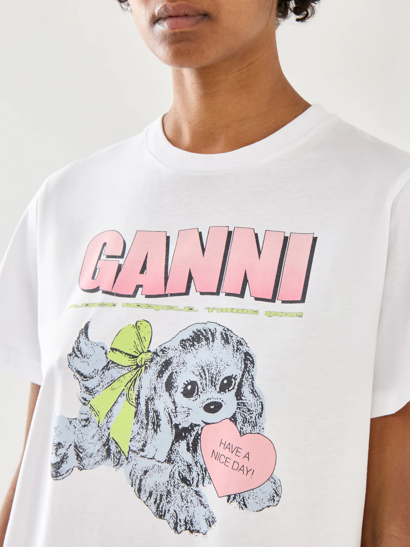 Basic Cotton Jersey Neon Puppy  T-Shirt White - Image 3
