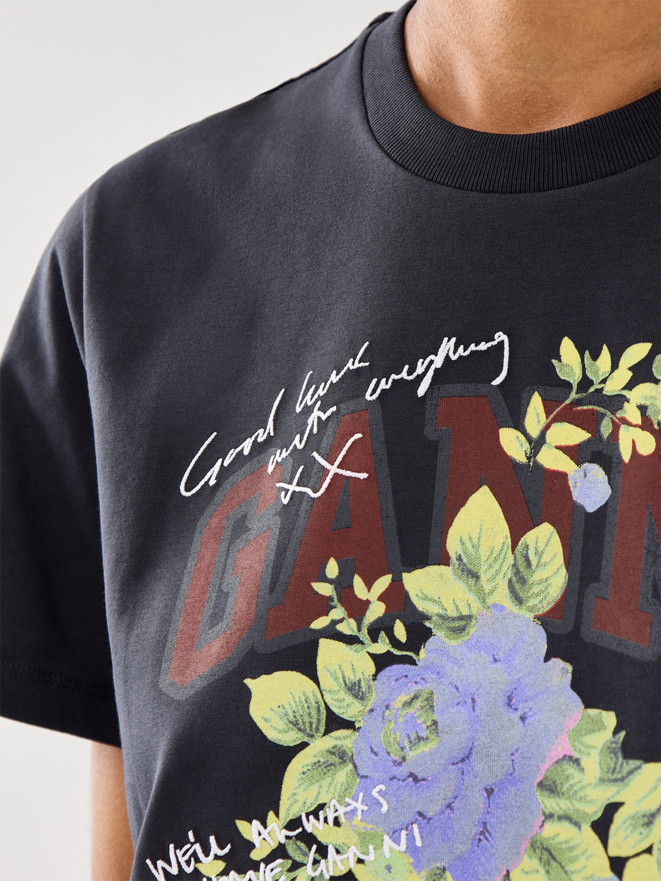 Basic Cotton Jersey Rose T-Shirt Black - Image 3