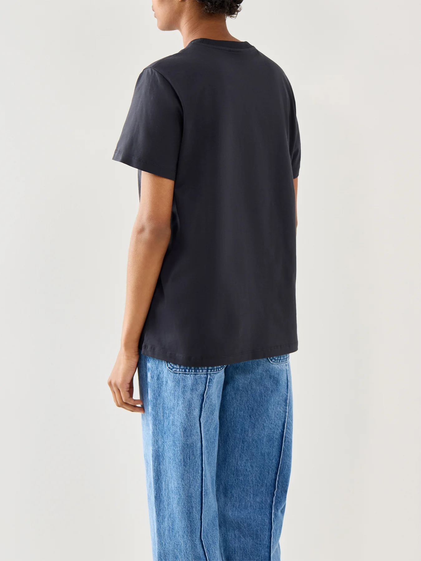 Basic Cotton Jersey Rose T-Shirt Black - Image 5