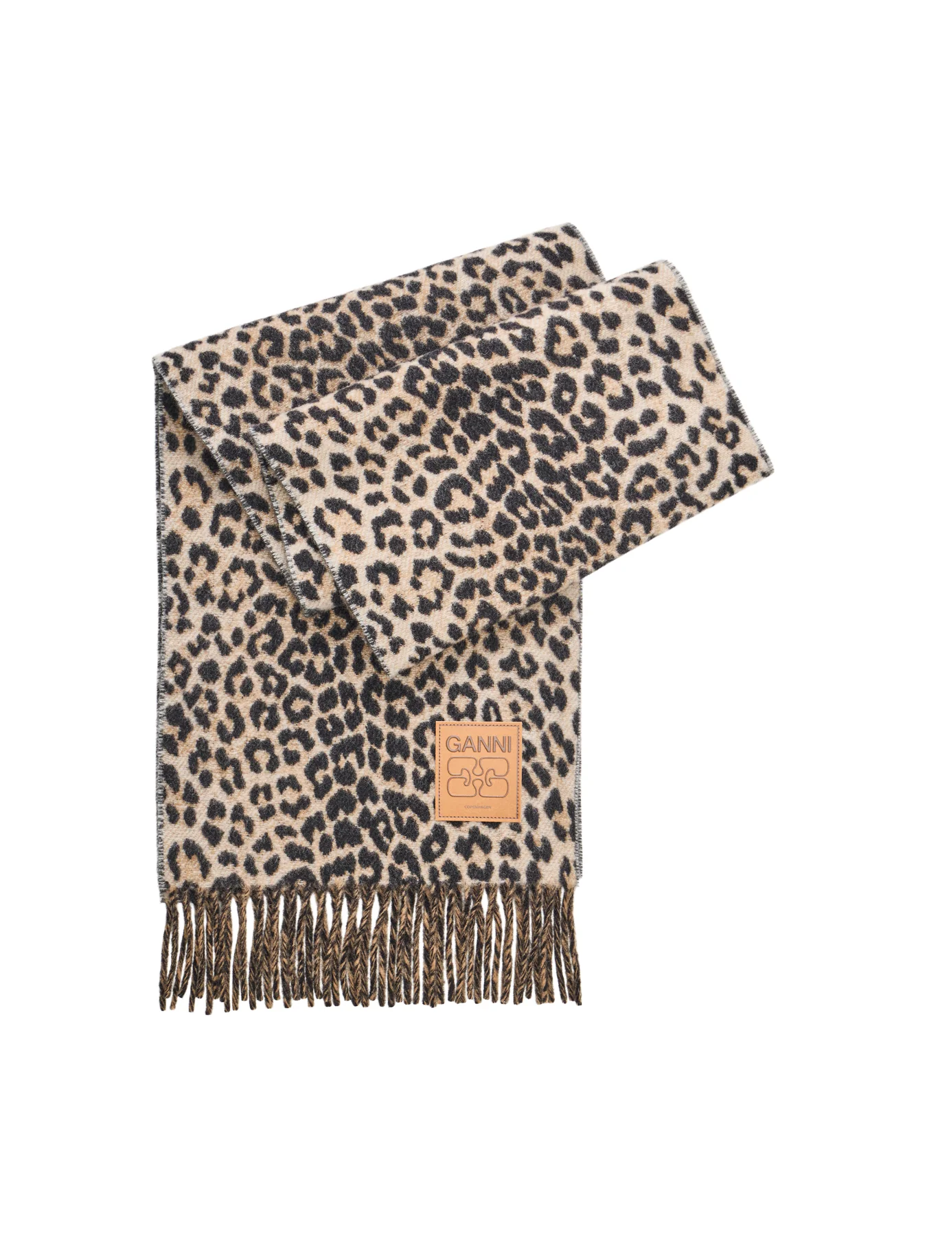 Double Face Wool Knit Scarf Beige