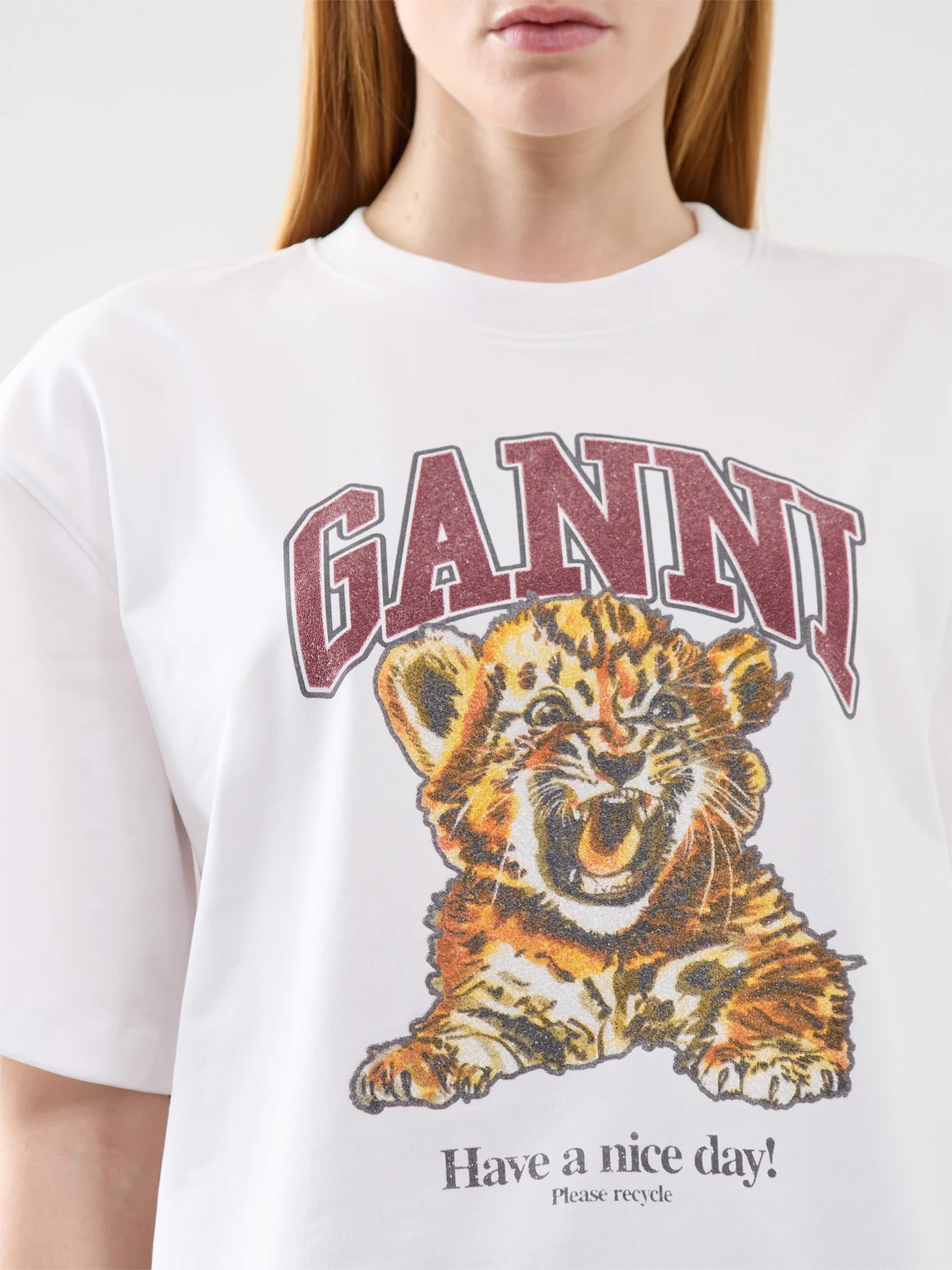 Heavy Cotton Jersey Beaded Baby Tiger Print White - Image 3