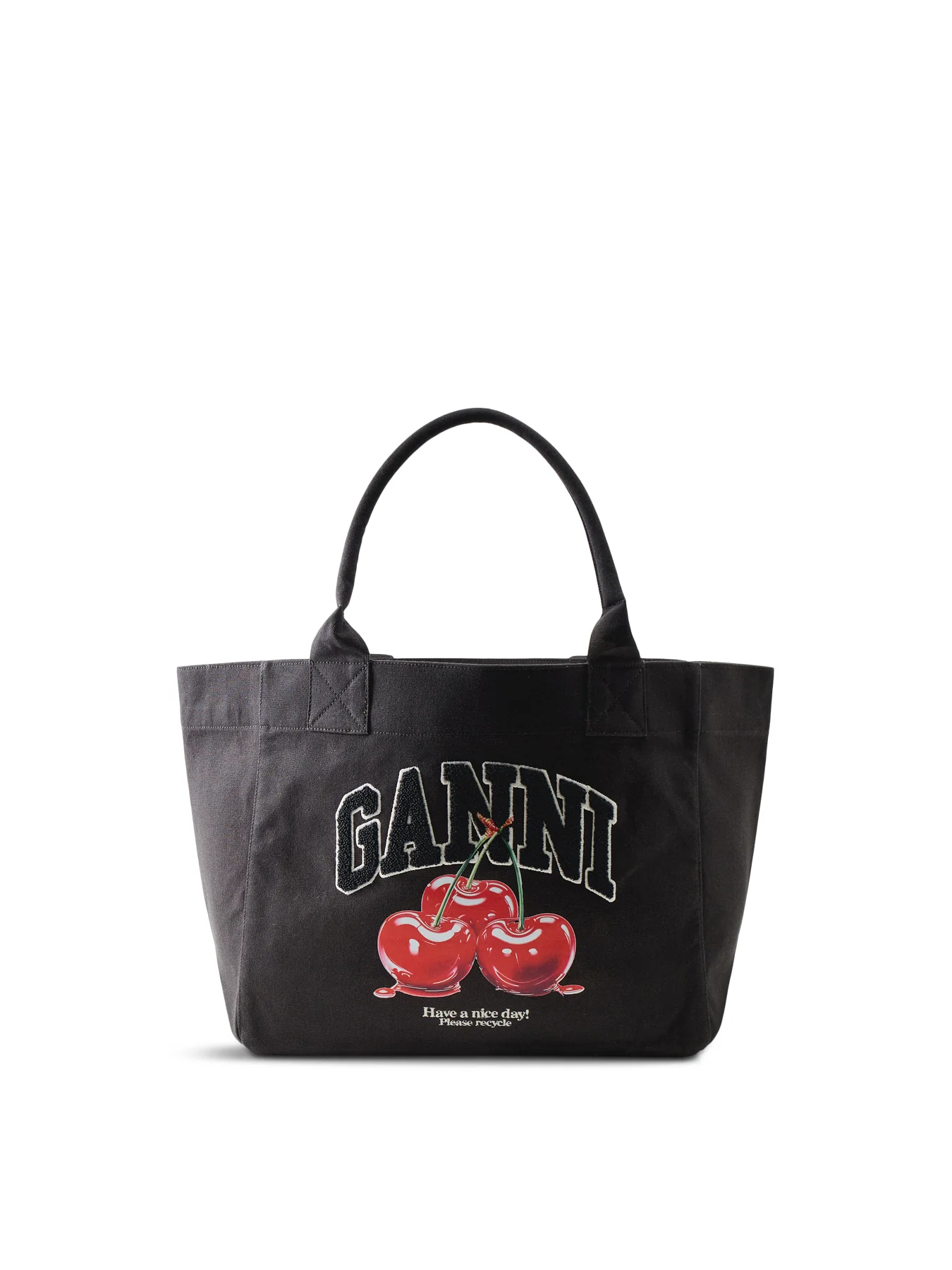 Medium Trapeze Shopper Cherry Print Black