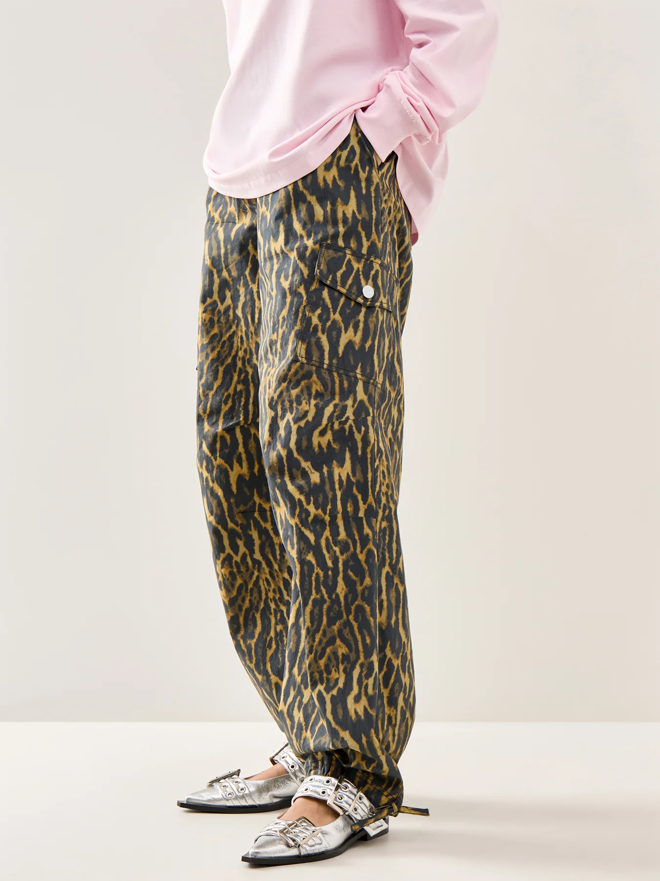 Printed Stretch Cargo Trousers Multi - Image 4