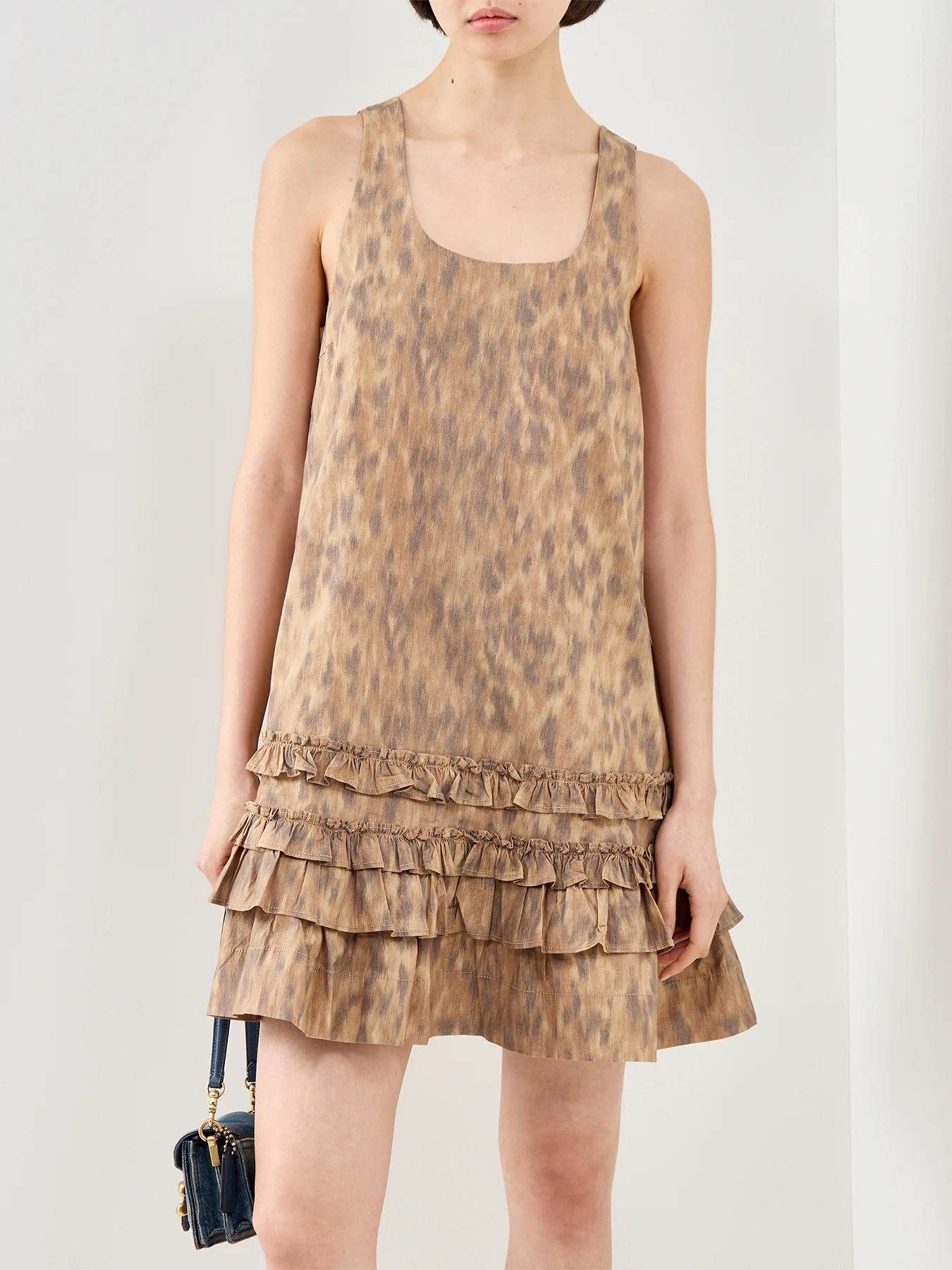 Printed Stretch Cotton U-Neck Midi Dress - Image 4