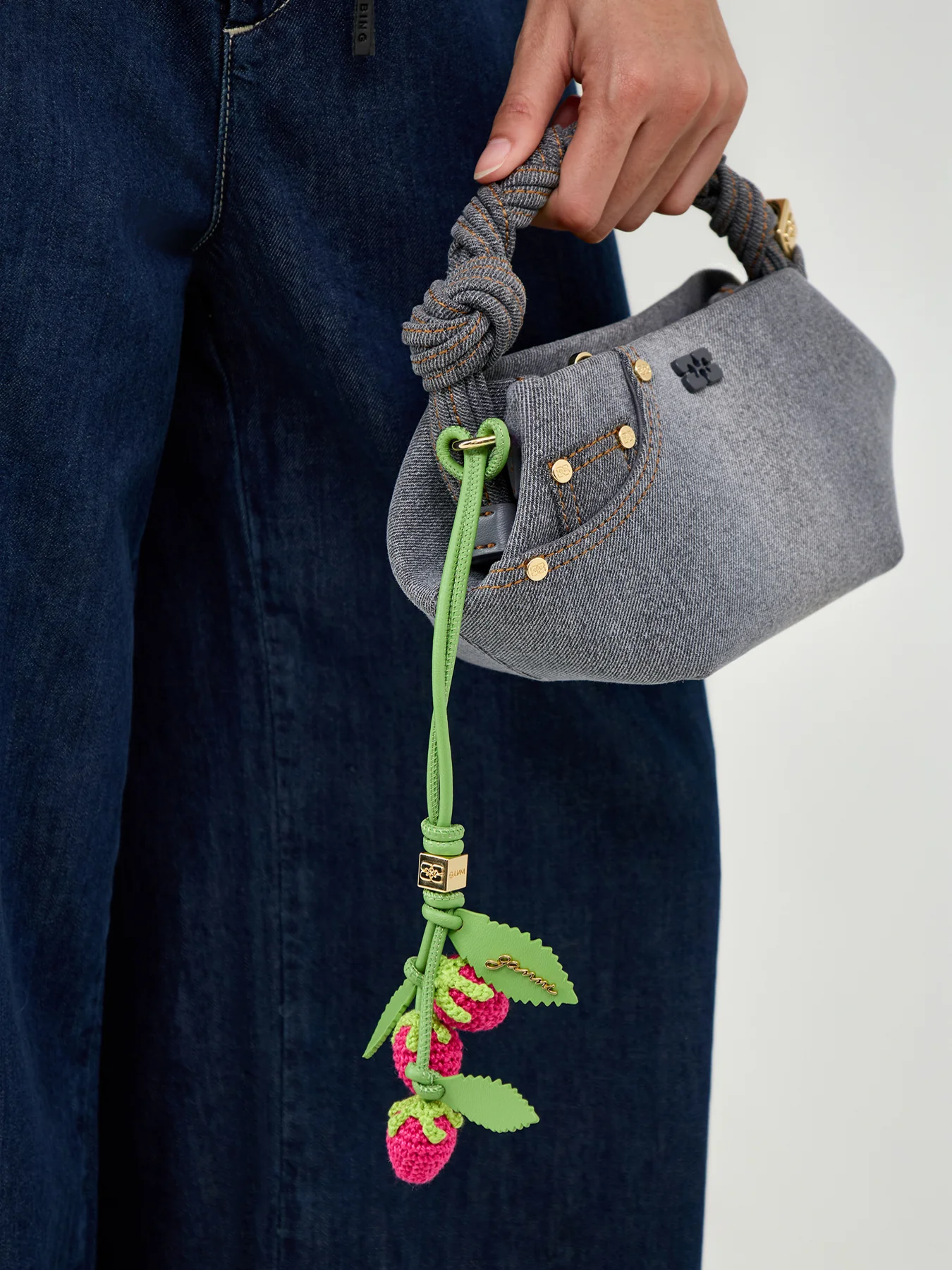 Raspberry Flower Bag Charm Pink - Image 2