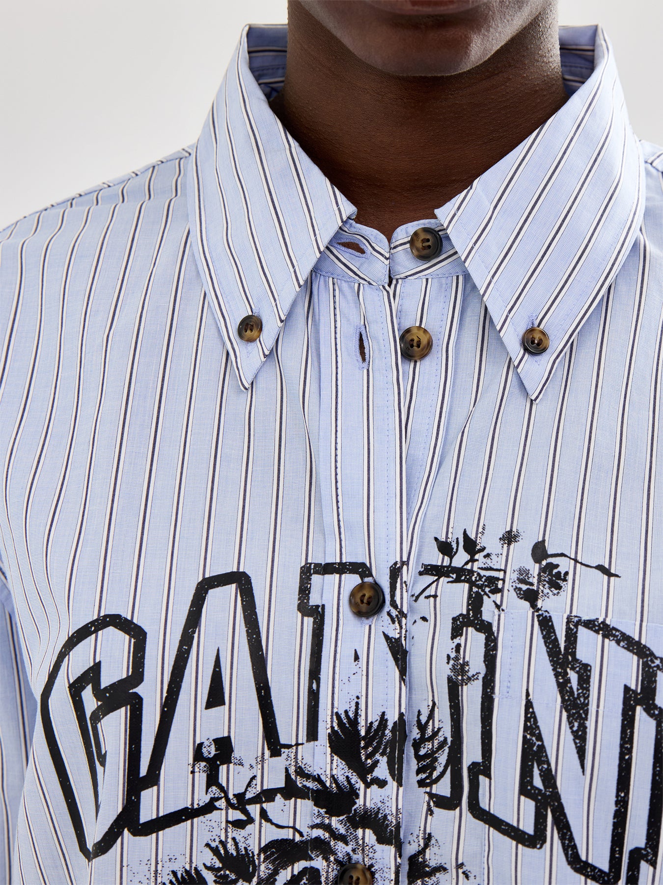 Stripe Oversized Cotton Shirt Purple - Image 3