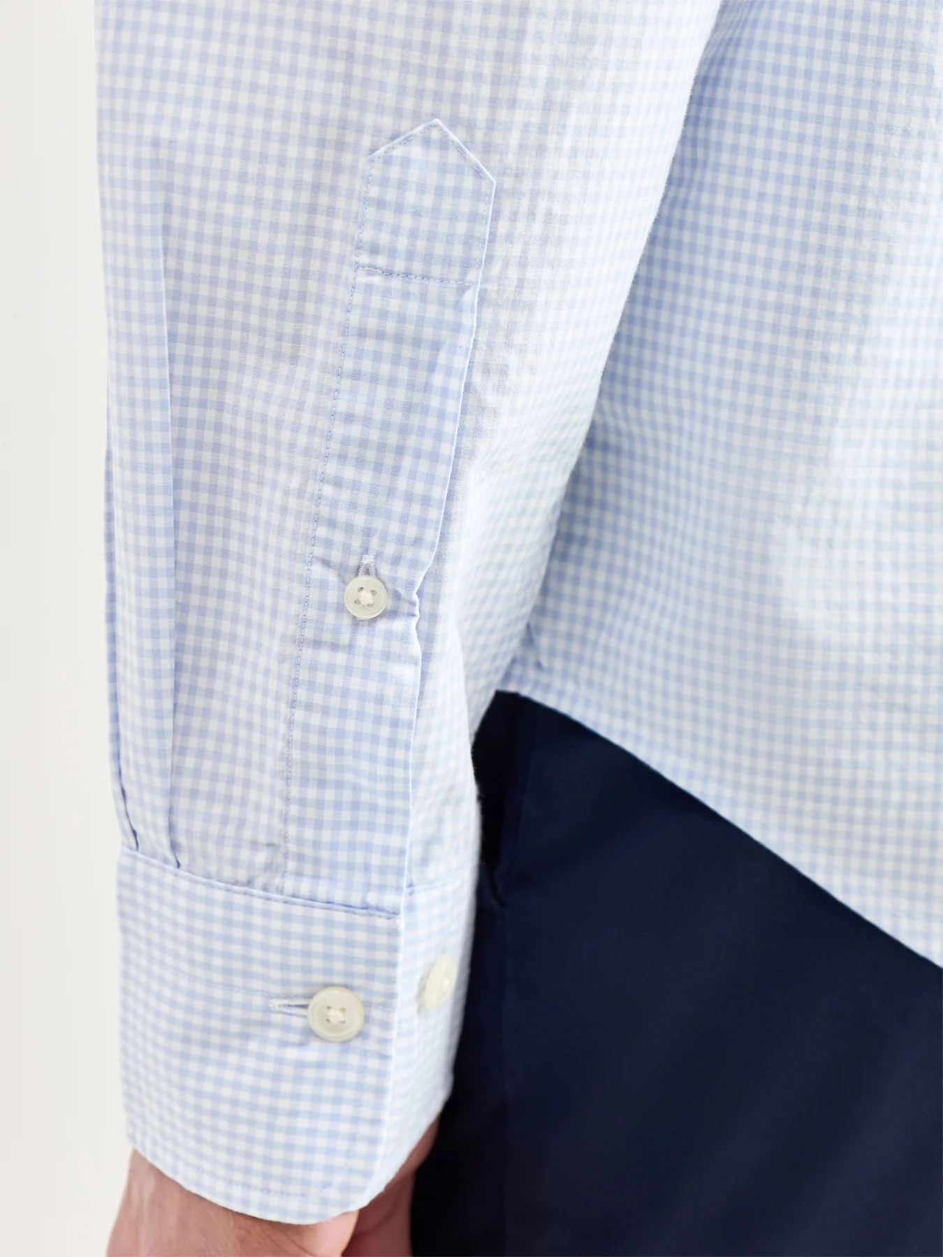 Classic Poplin Gingham Shirt Blue - Image 3