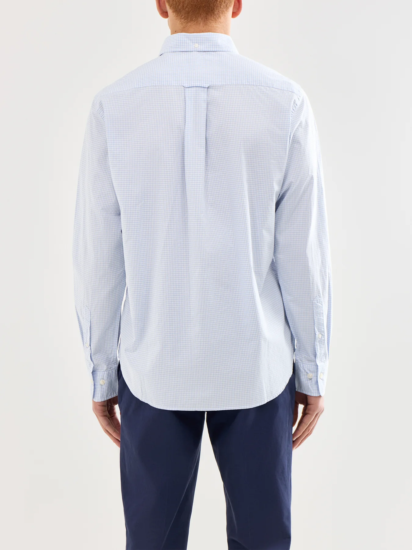 Classic Poplin Gingham Shirt Blue - Image 5