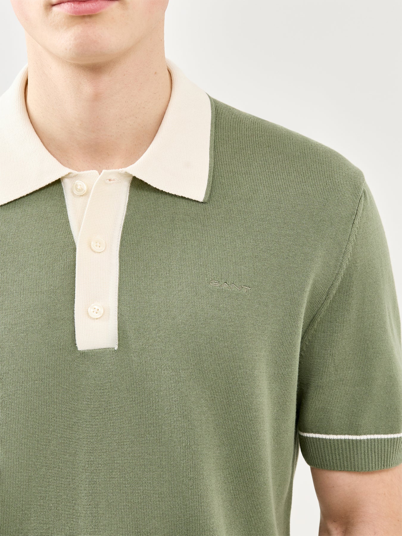 GANT Cotton Modal Polo Shirt Green - Image 3