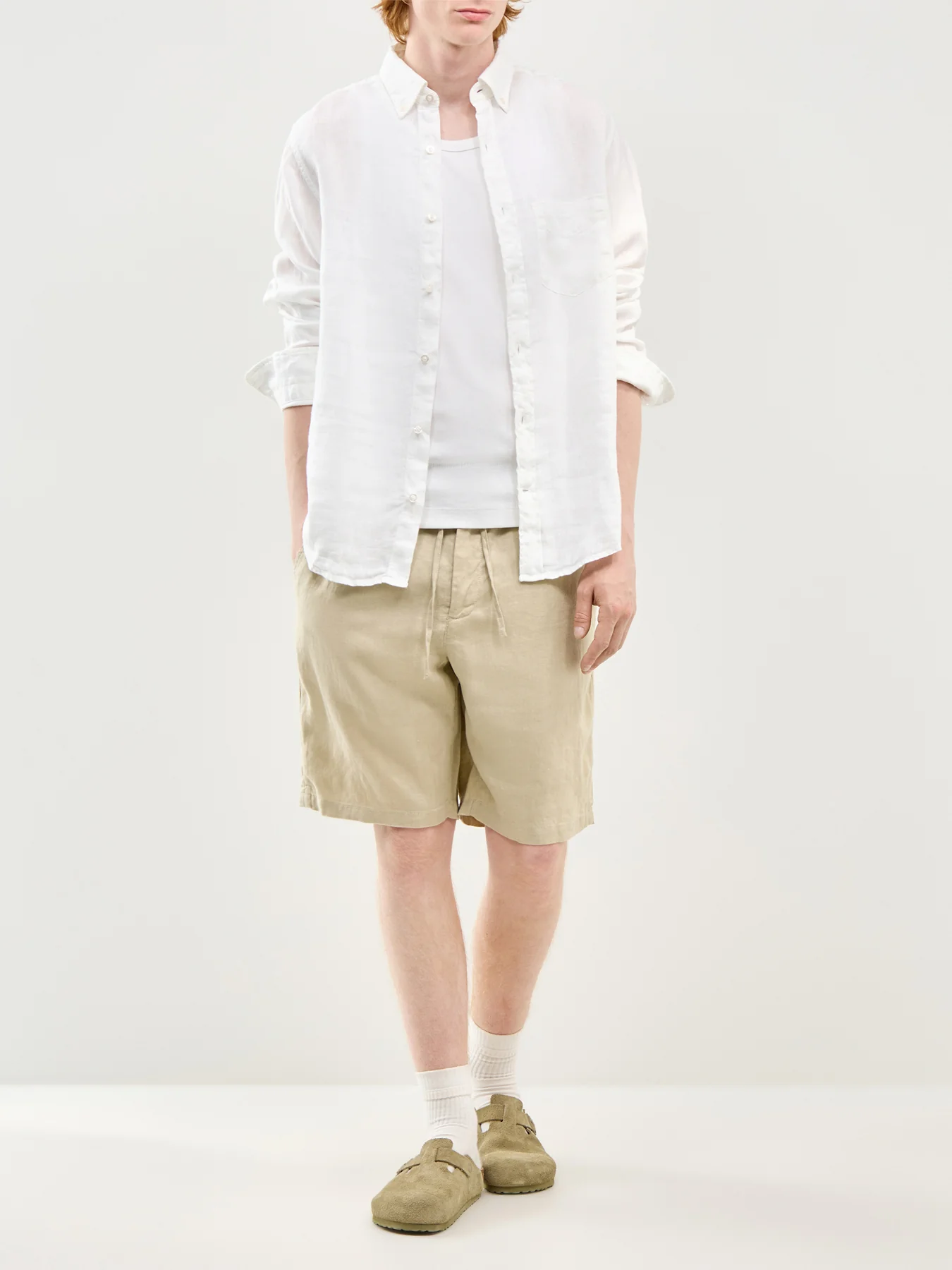 Garment Dyed Linen Shirt White - Image 2