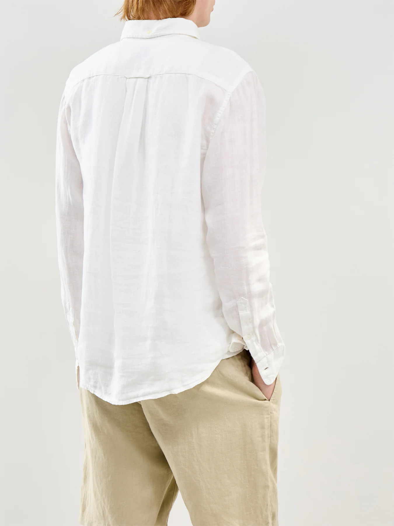 Garment Dyed Linen Shirt White - Image 5