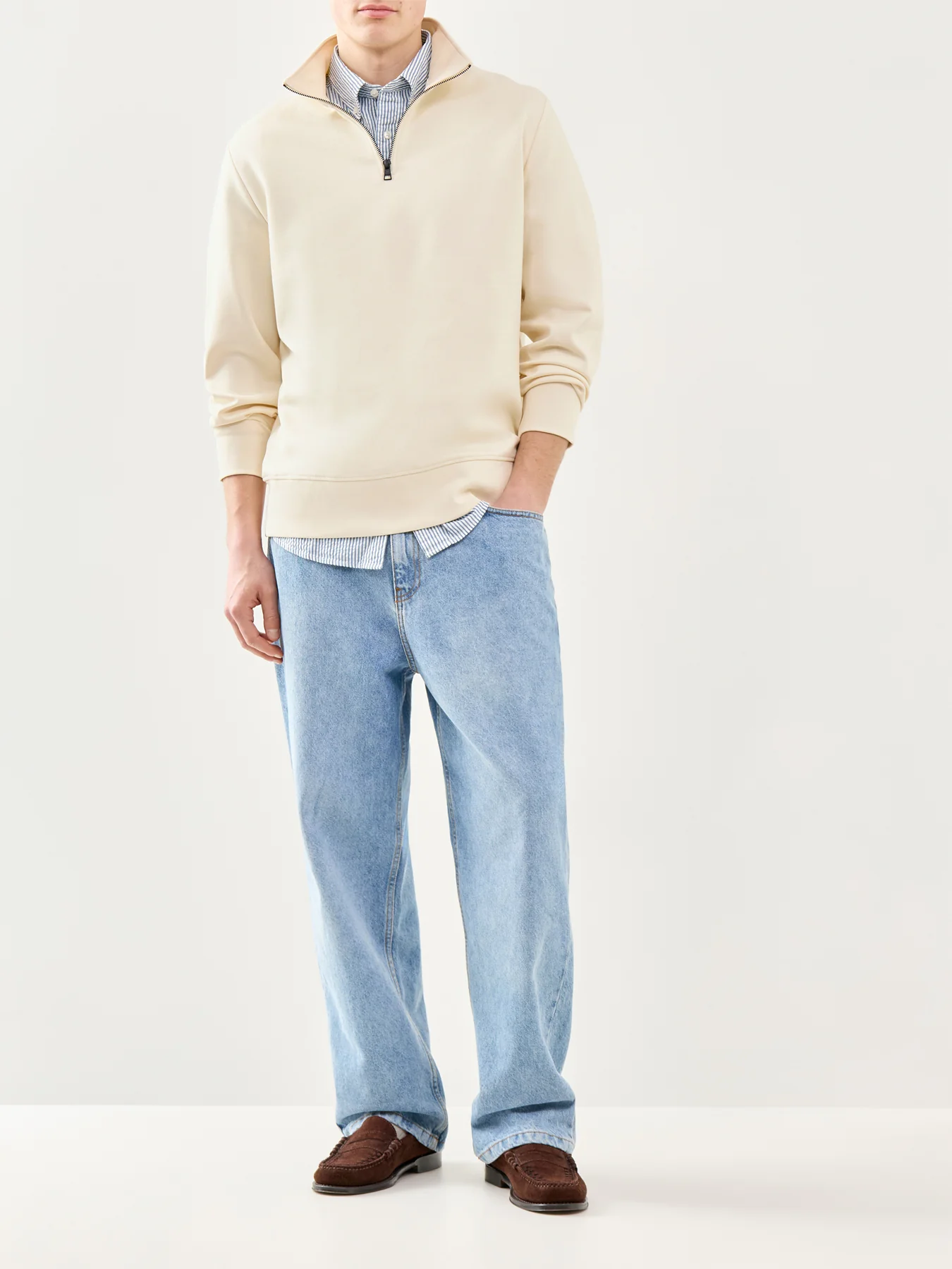 GANT Interlock Half Zip Sweatshirt Cream - Image 2