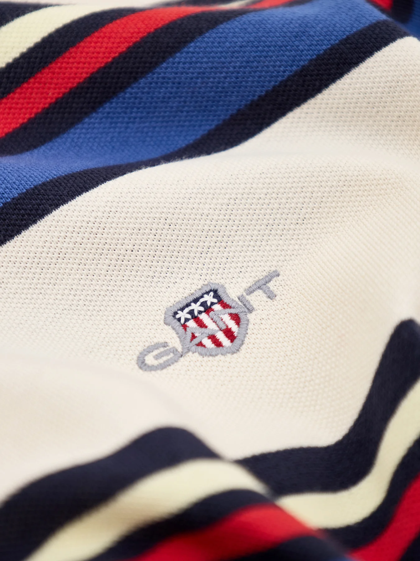 Striped Polo Shirt White - Image 3