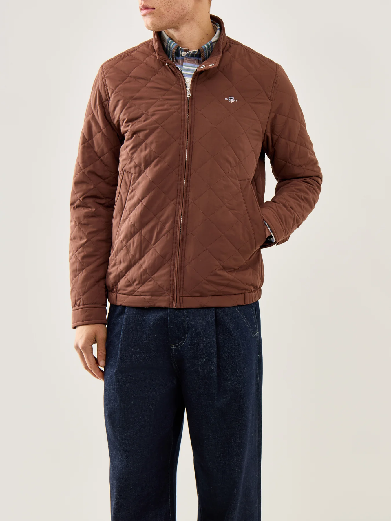 Quilted Windcheater Jacket Brown - Image 2