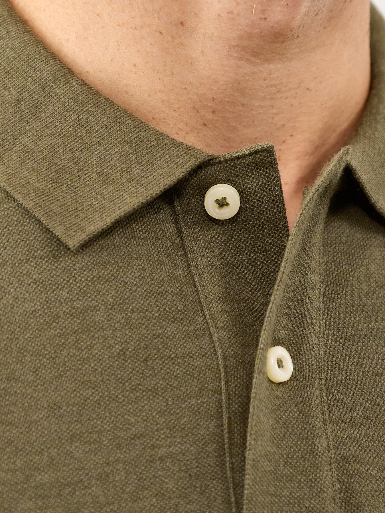 Shield Polo Top Khaki Green Melange - Image 3