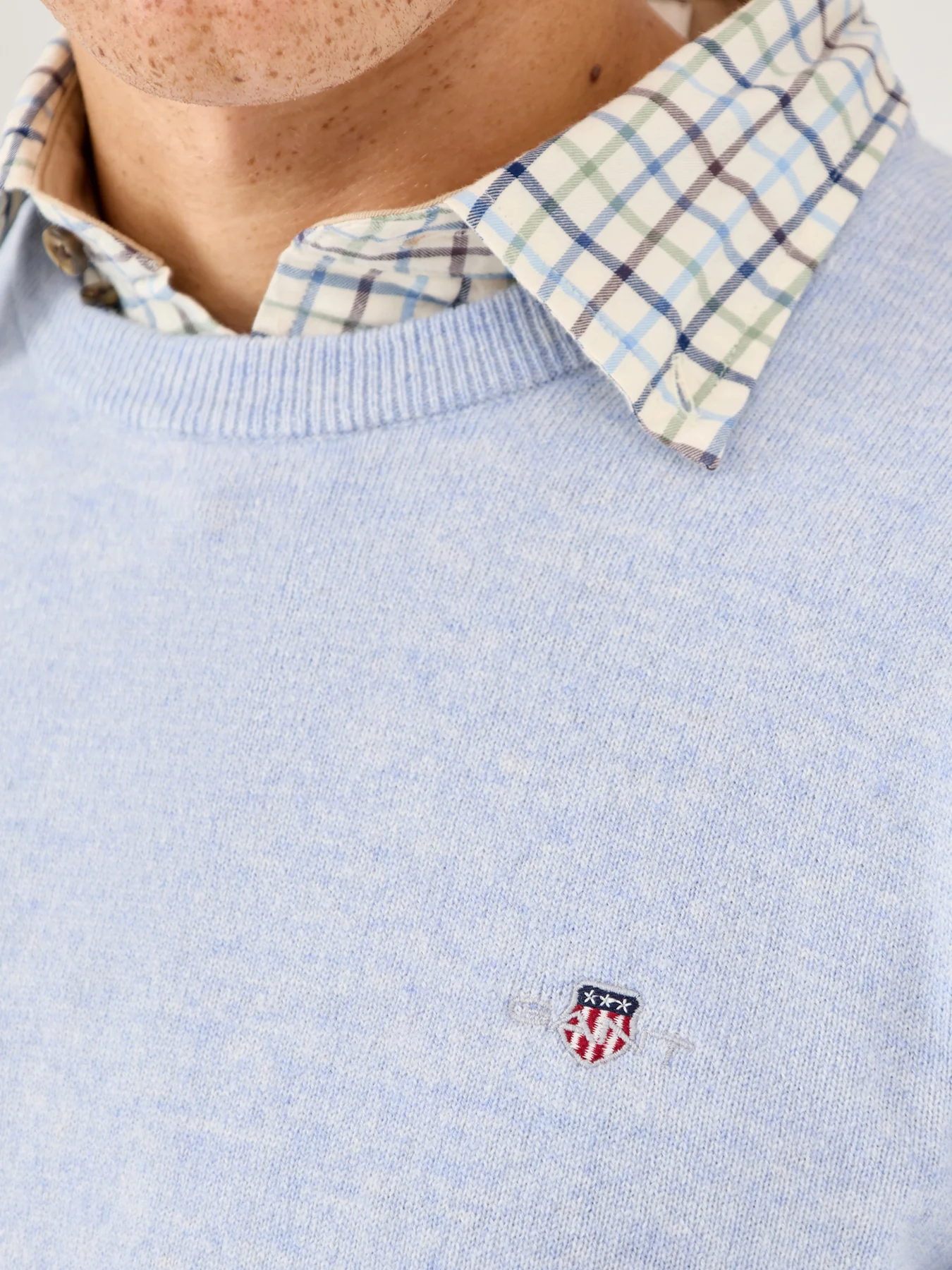 Superfine Lambswool Crew-Neck Jumper Ice Blue Melange - Image 3