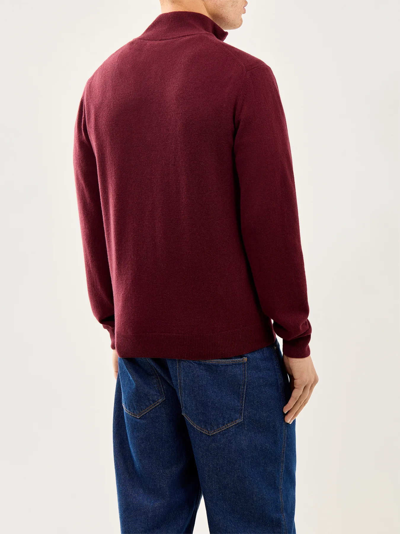 Superfine Lambswool Half-Zip Jumper Bordeaux Melange - Image 5