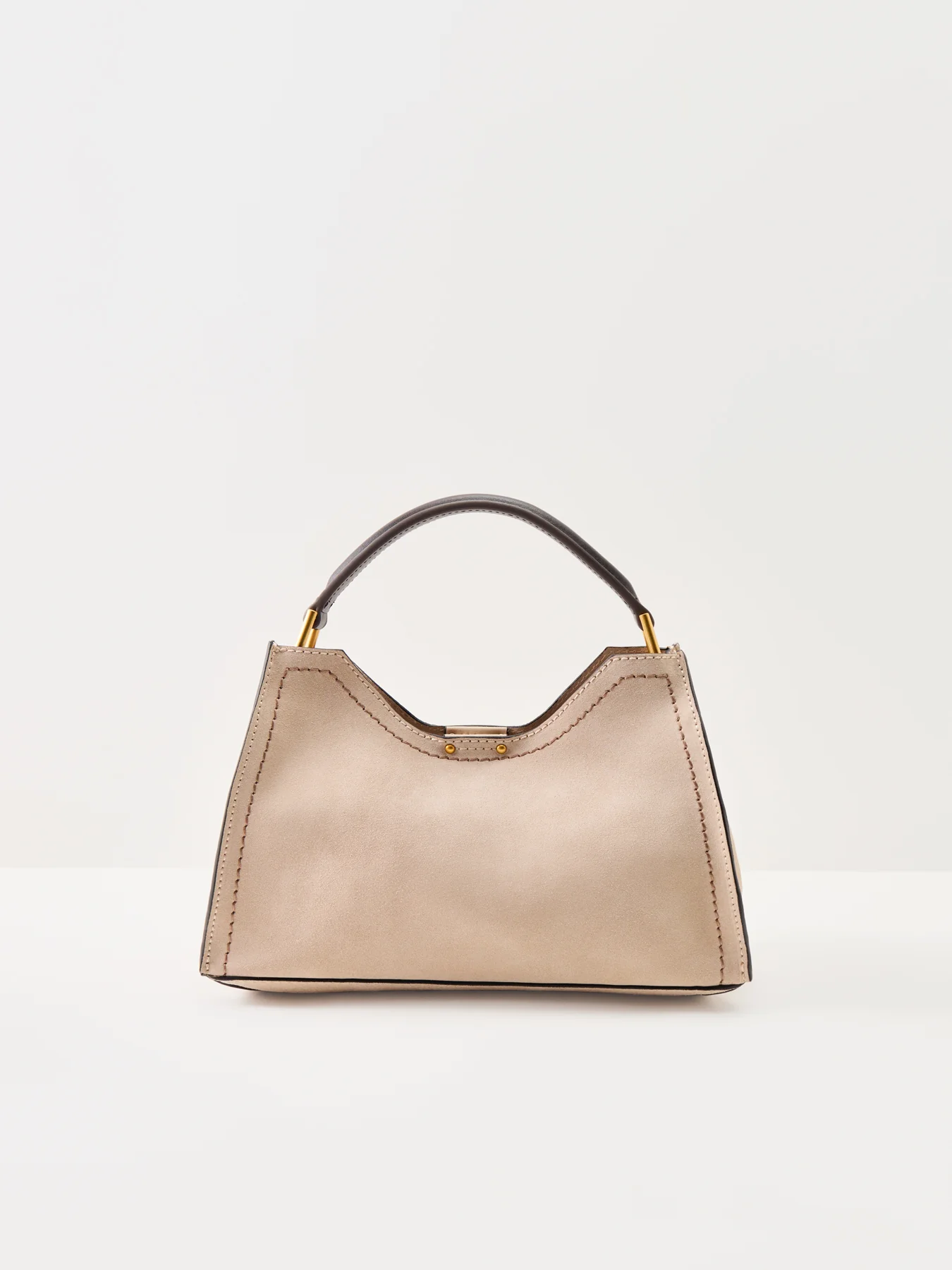 Aurora Medium Top Handle Leather Tote Beige - Image 3